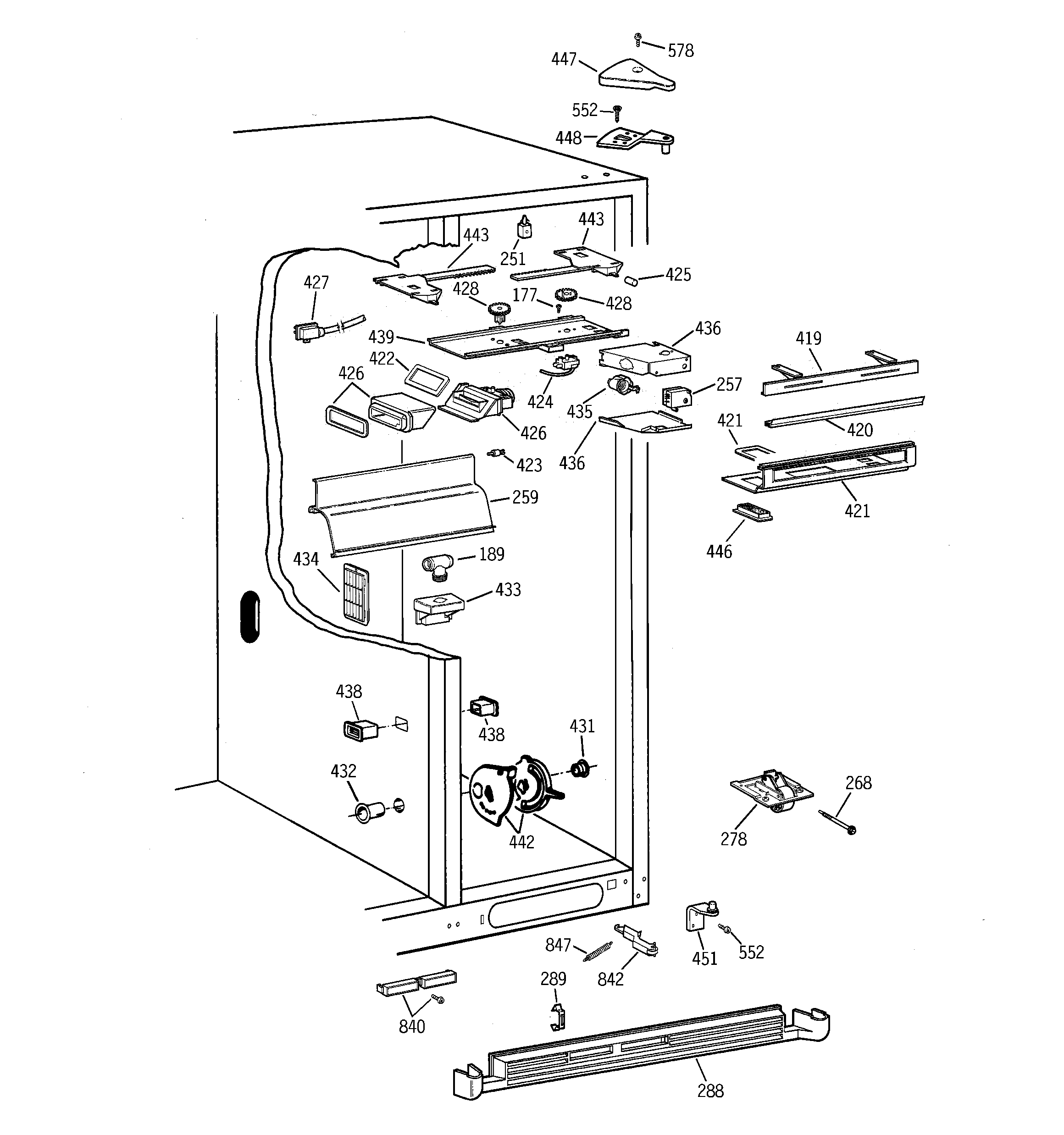 GE TPX24BIBABB fresh food section diagram