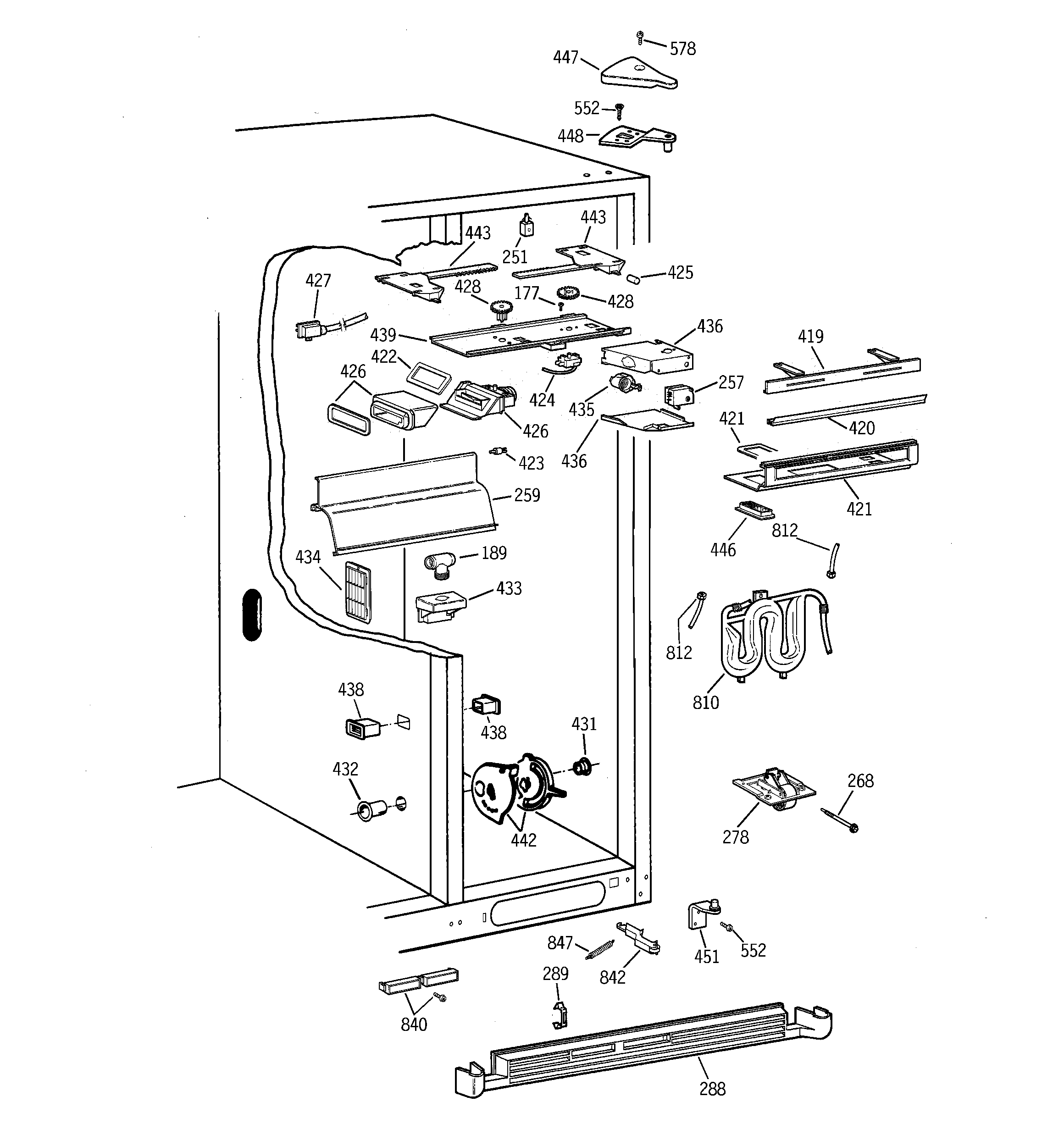GE TPX24PRBAAA fresh food section diagram
