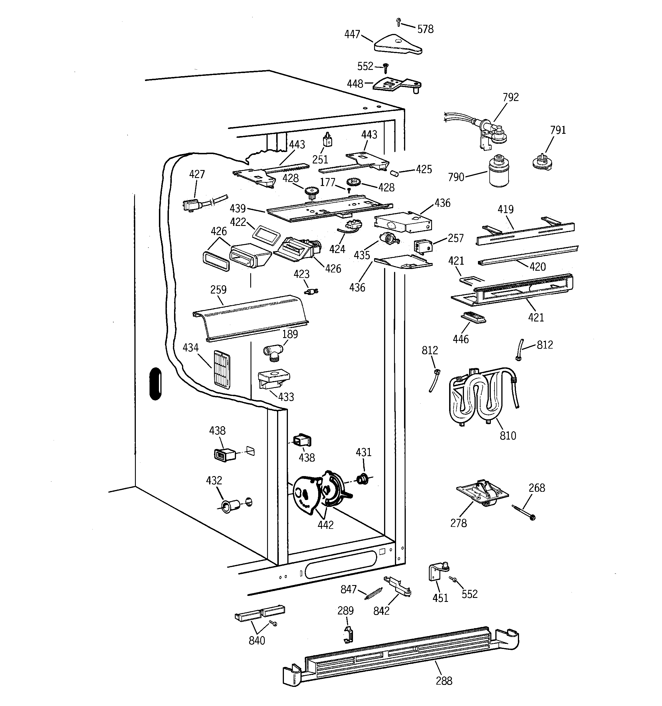 GE TPS24PBBABS fresh food section diagram