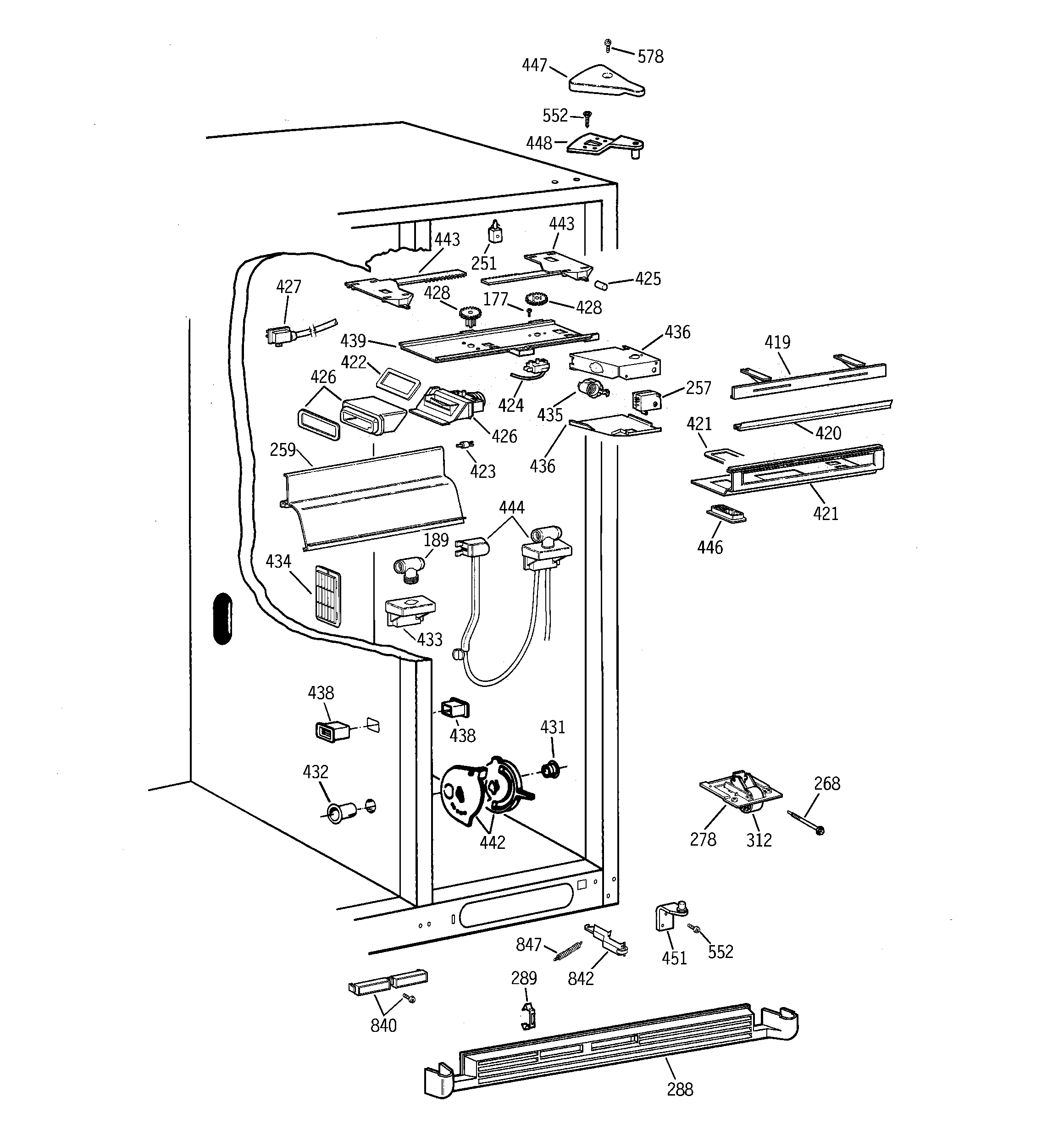 GE TPX24BIBBBB fresh food section diagram