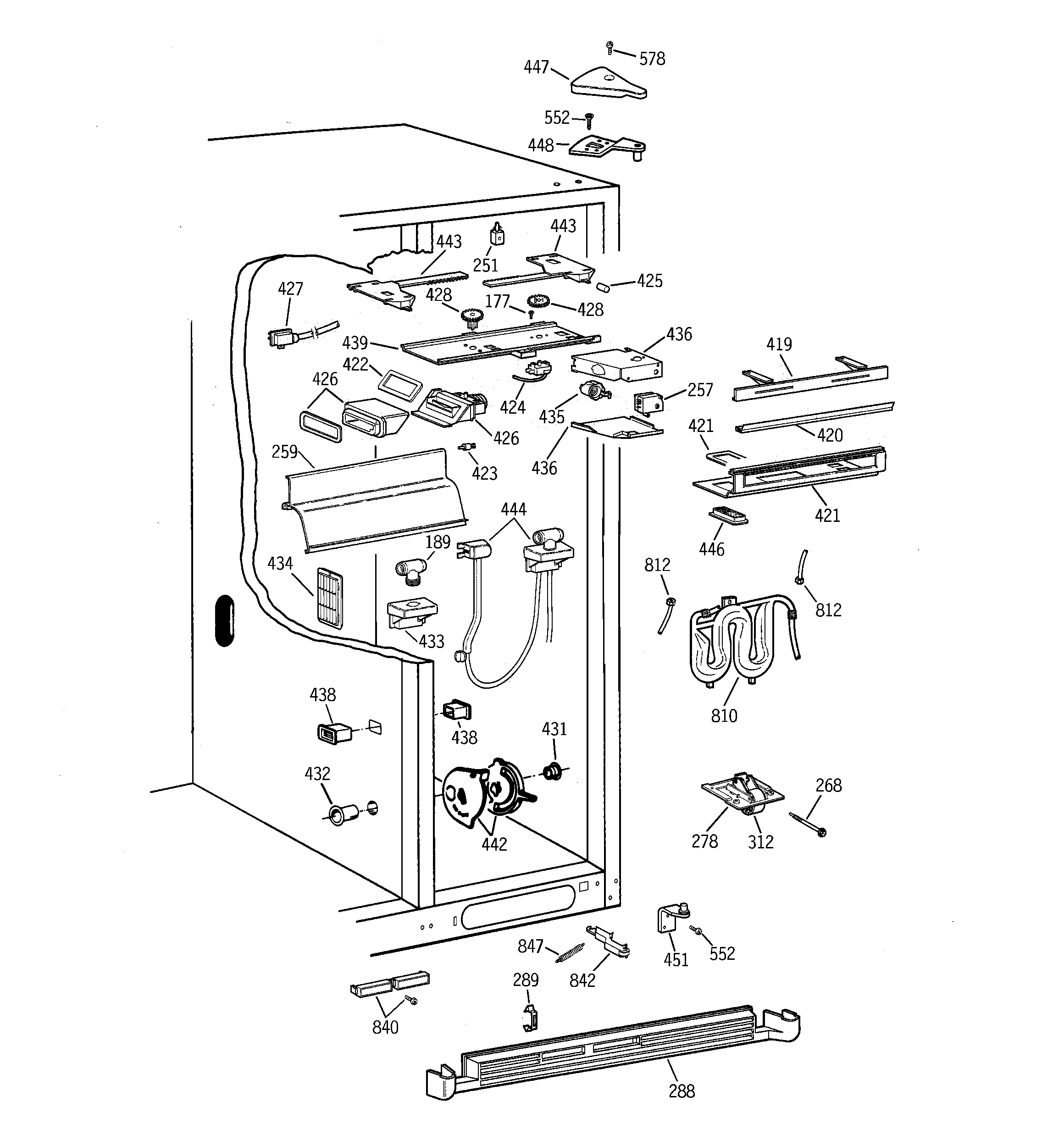 GE TPX24BRBBWW fresh food section diagram