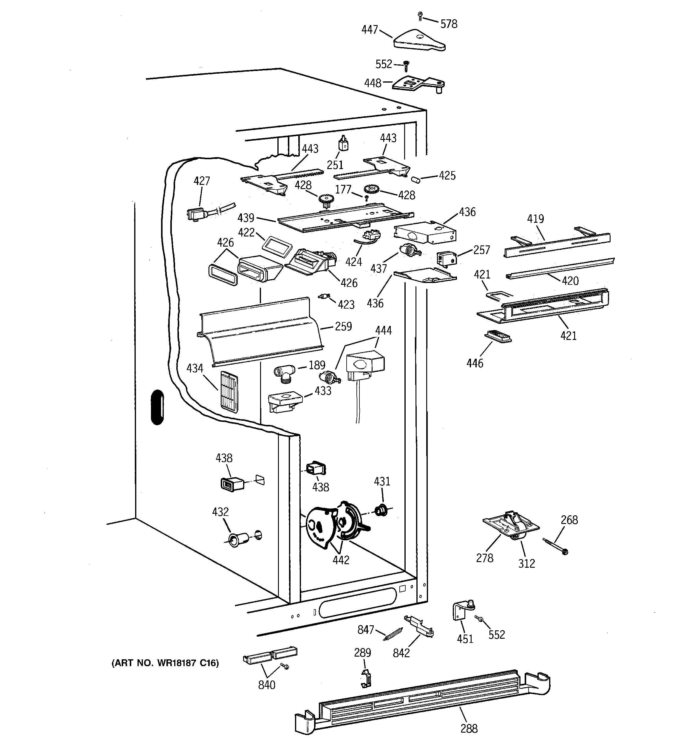 GE TPS24PIBBBS fresh food section diagram