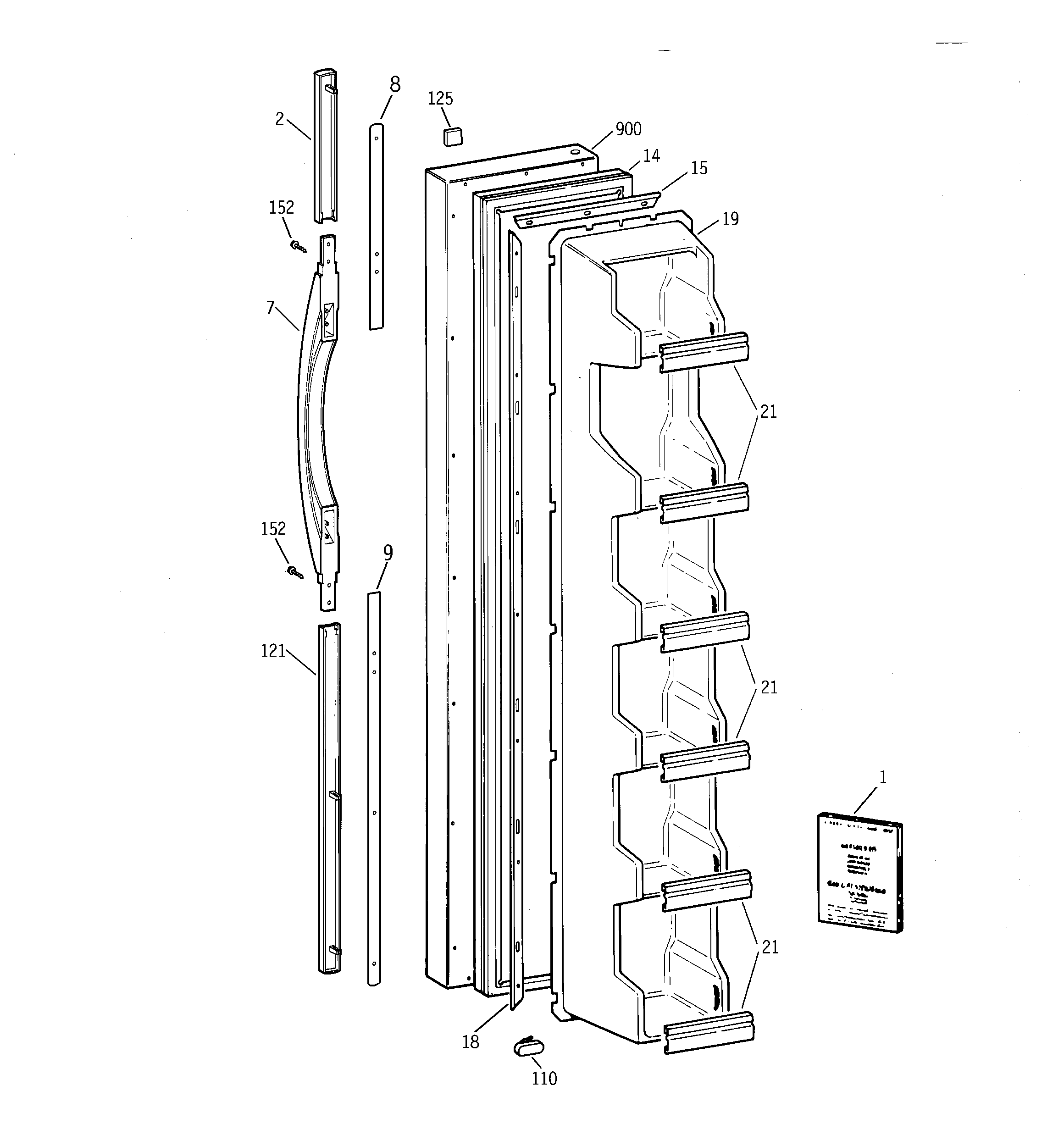 GE TFX25PABCWW freezer door diagram