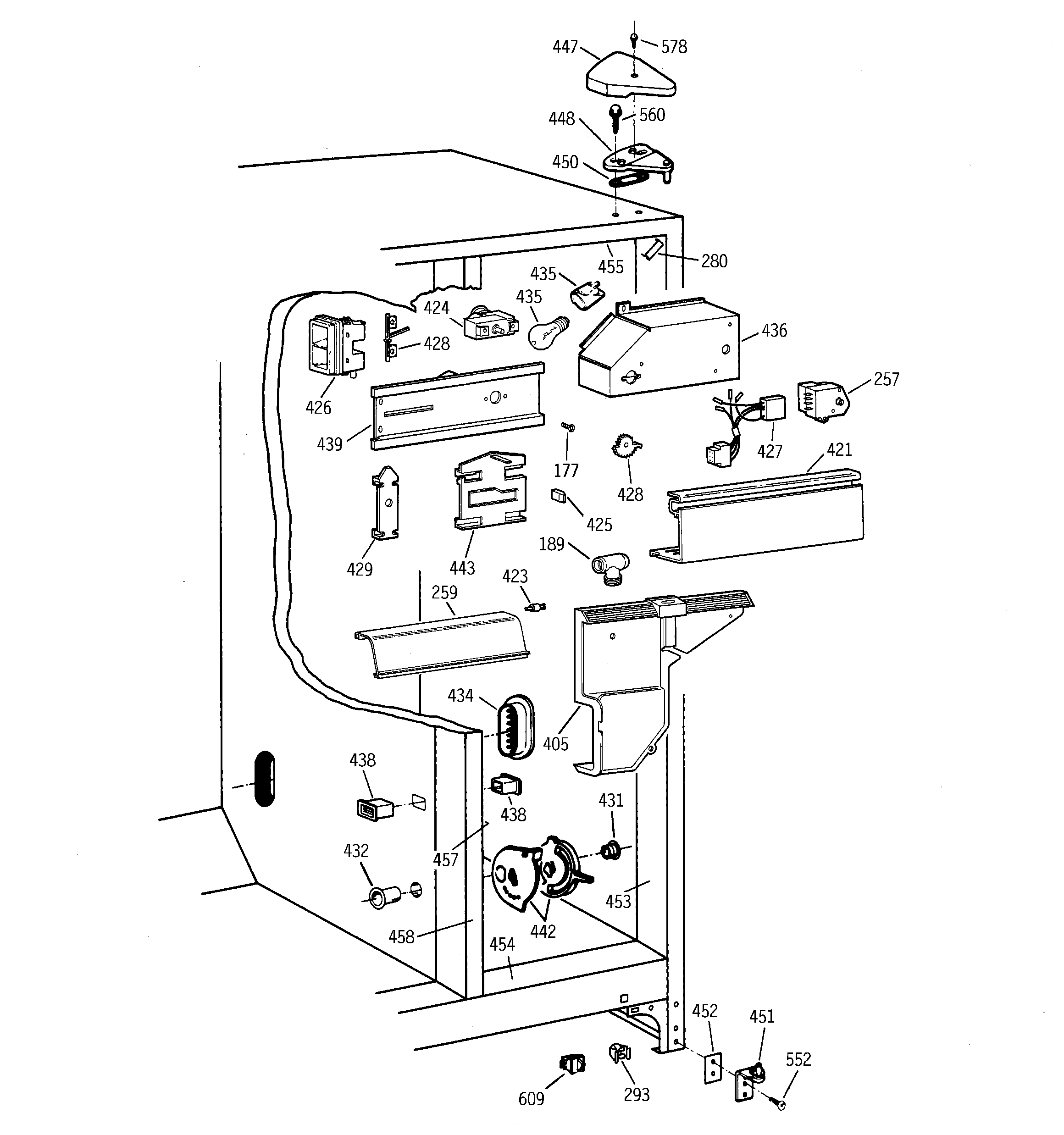 GE TFX25PABCWW fresh food section diagram