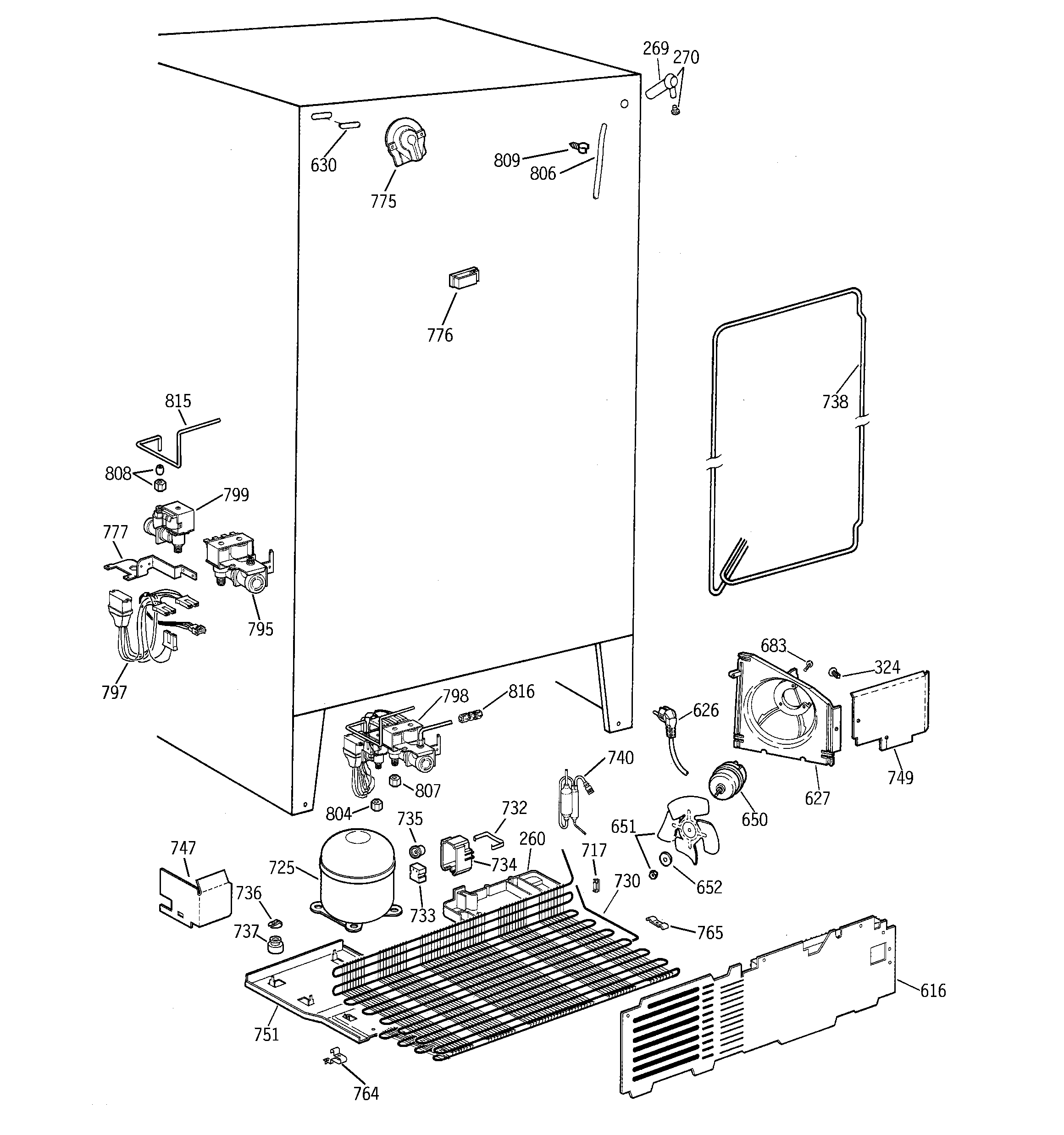 GE TFX25PPBCBB unit parts diagram
