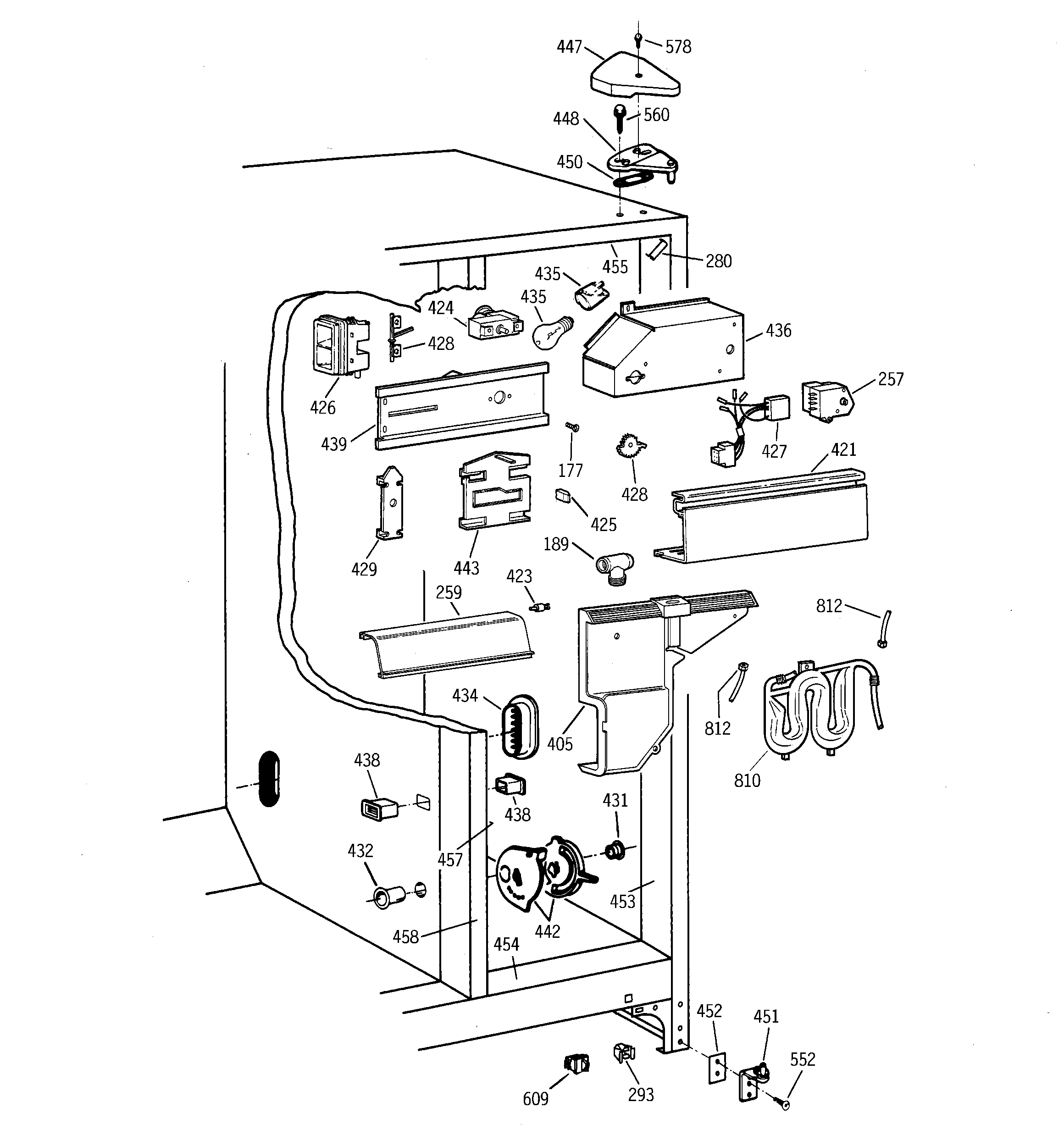 GE TFX25PRBCBB fresh food section diagram