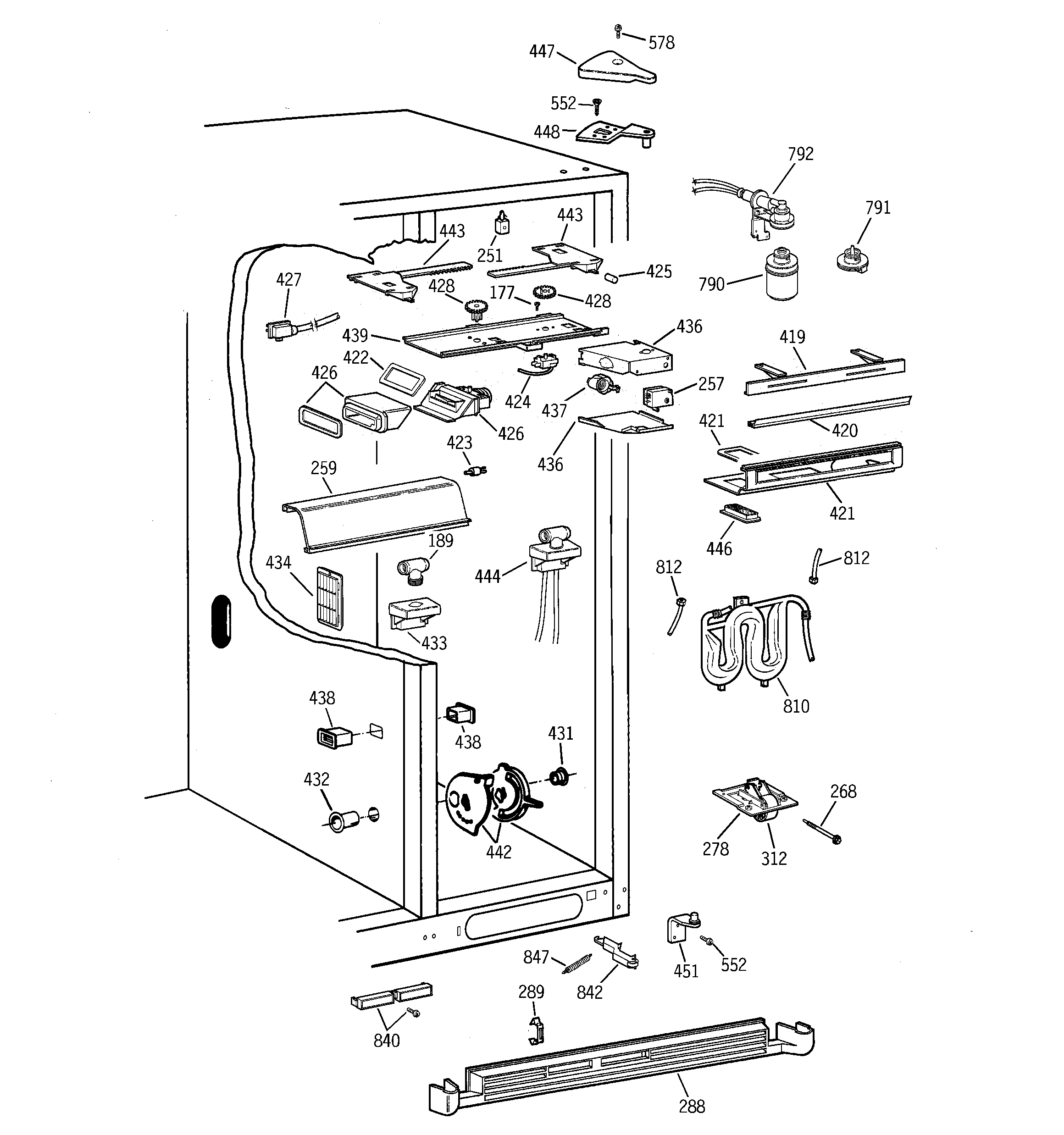GE TFX30PPBBAA fresh food section diagram