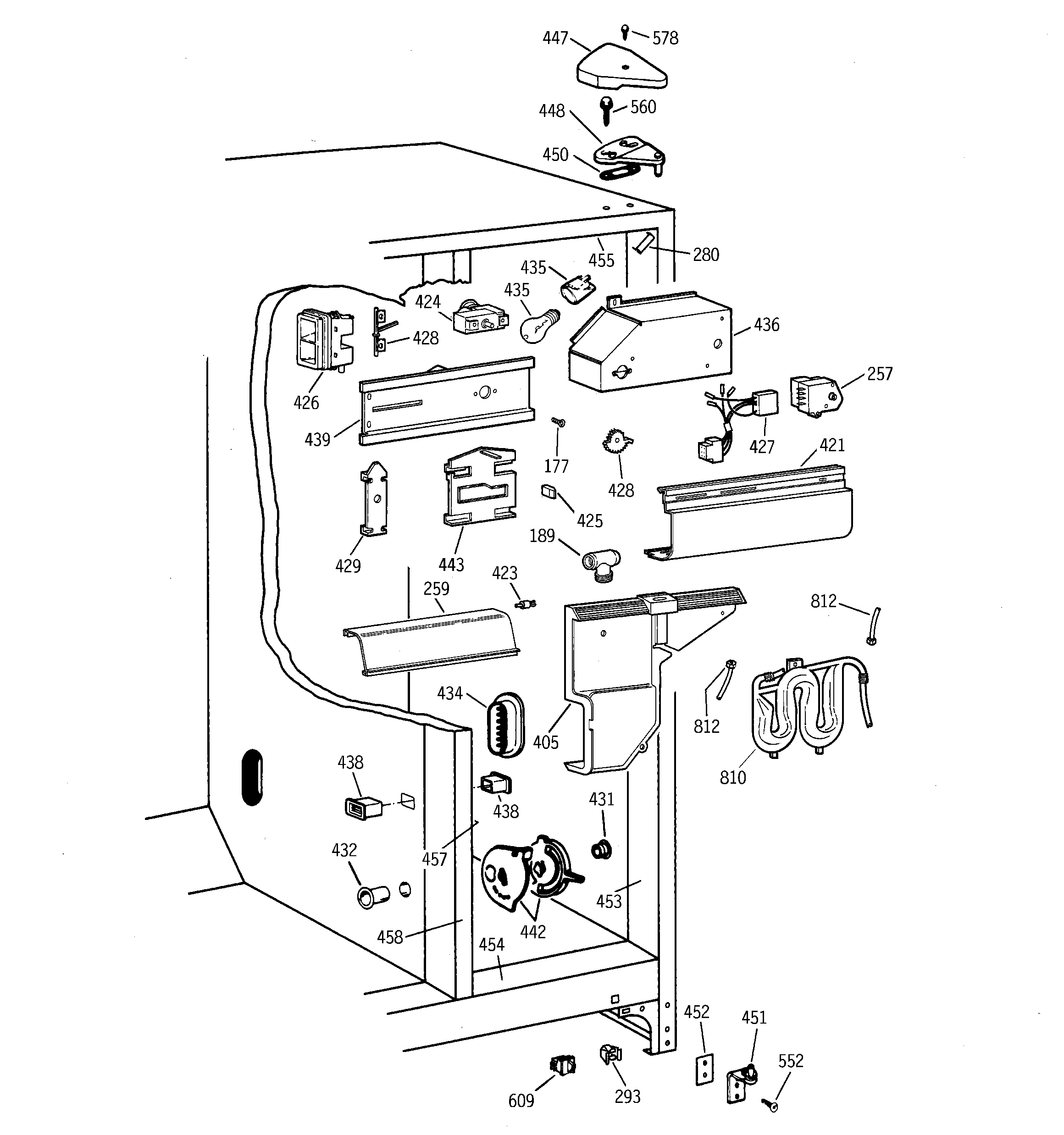 GE TFX25QRCCWW fresh food section diagram