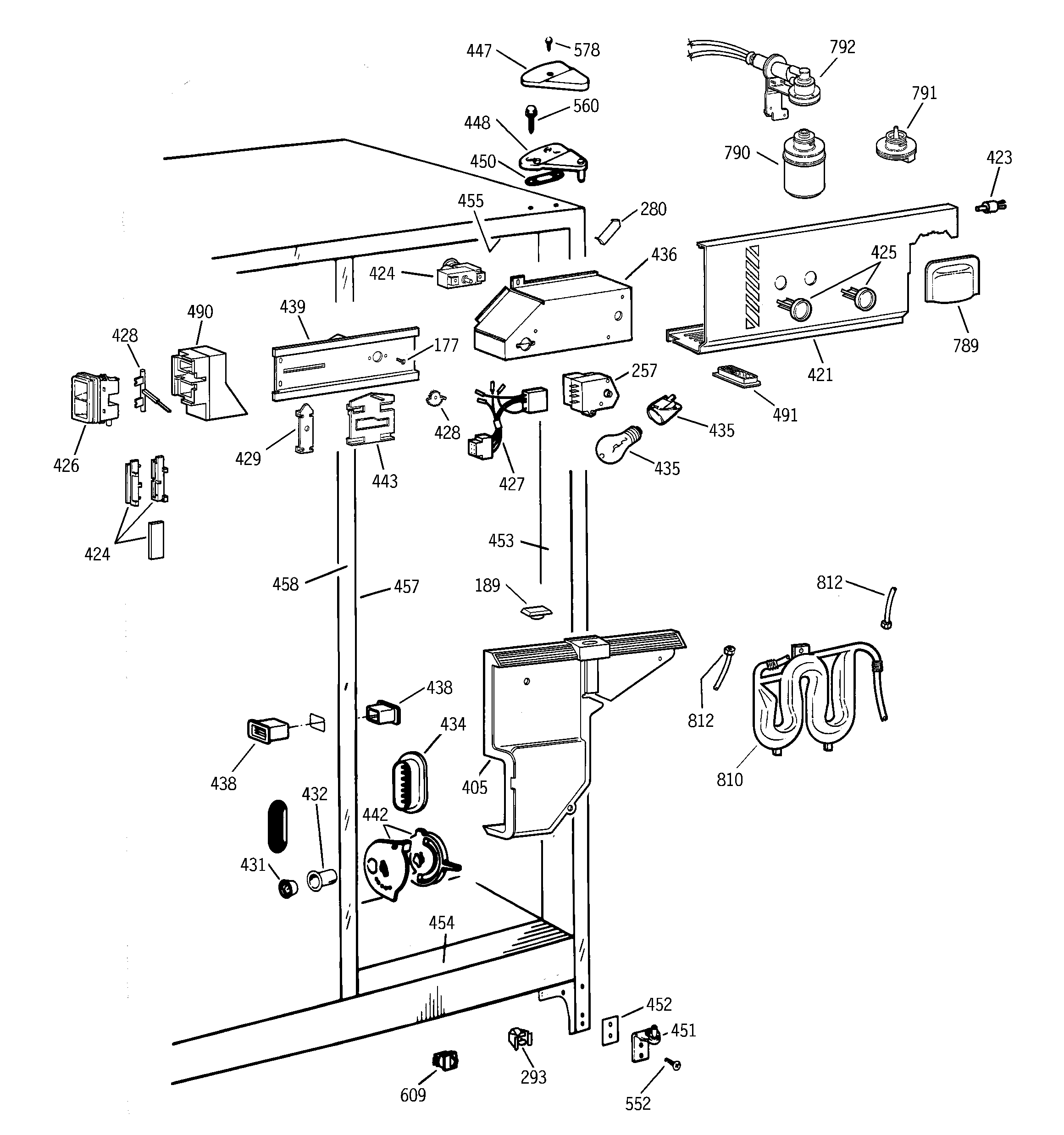 GE TFX25JPCEAA fresh food section diagram
