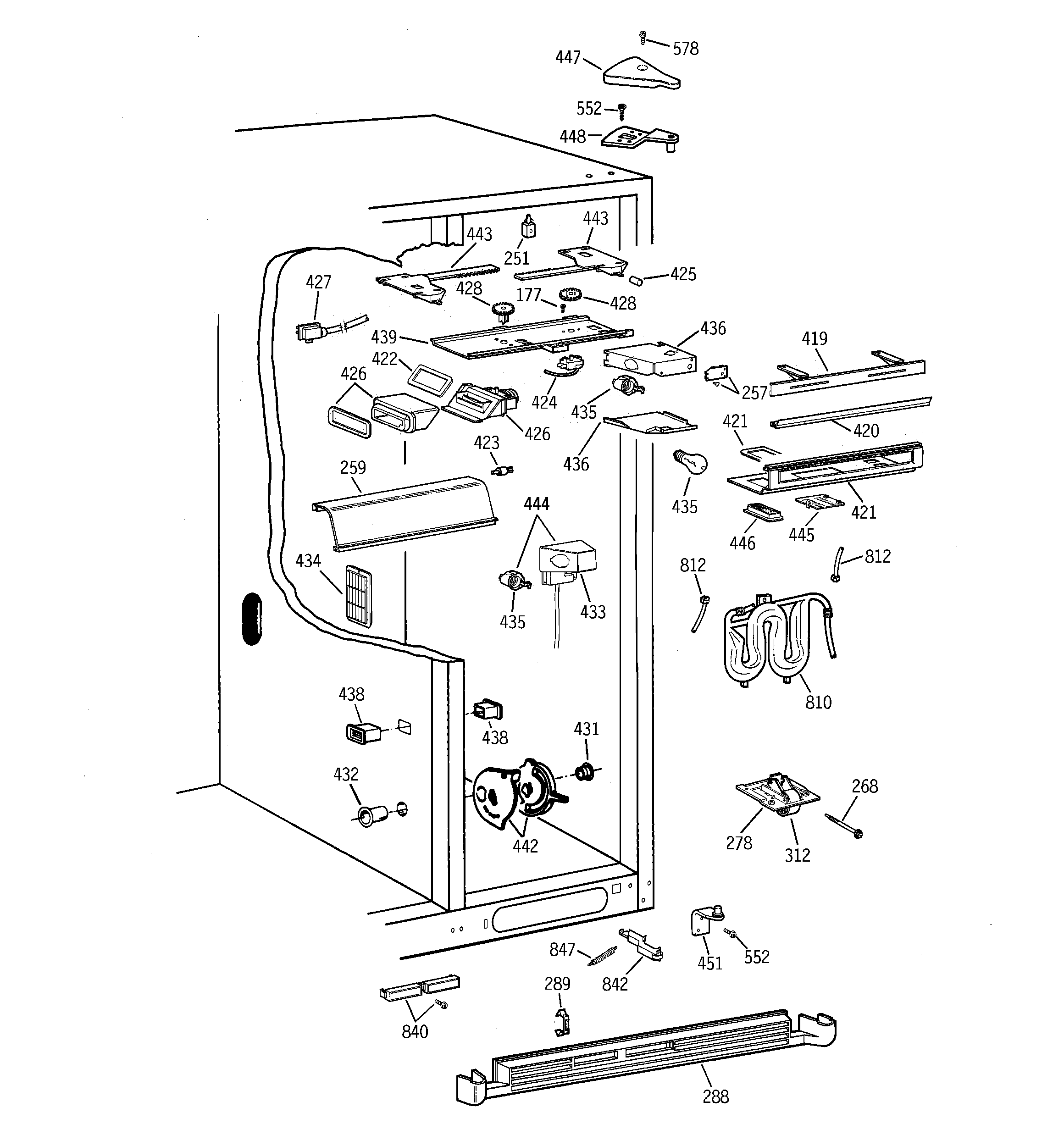 GE TFG28PRCCWW fresh food section diagram