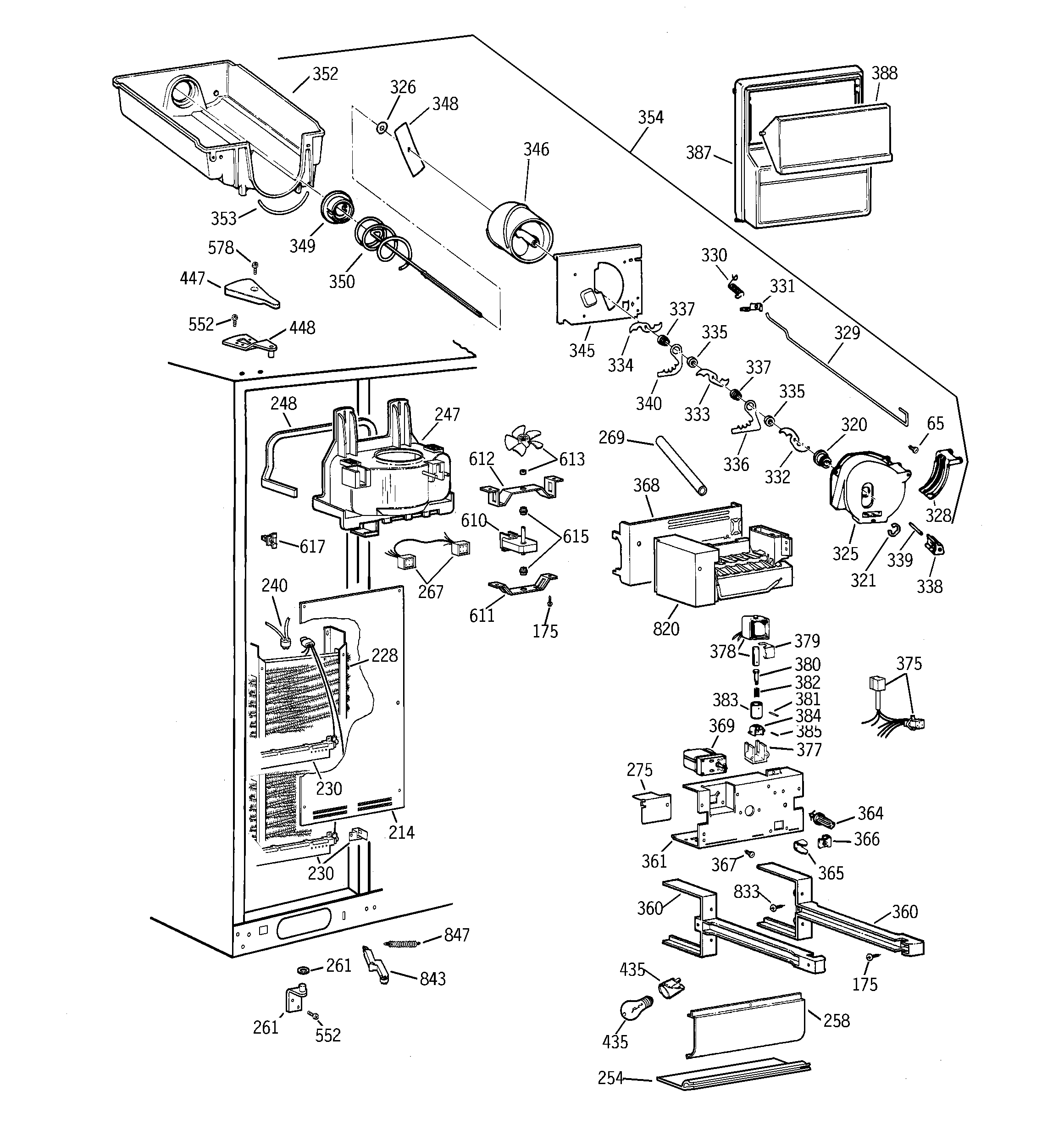 GE TPG24PFCCWW freezer section diagram