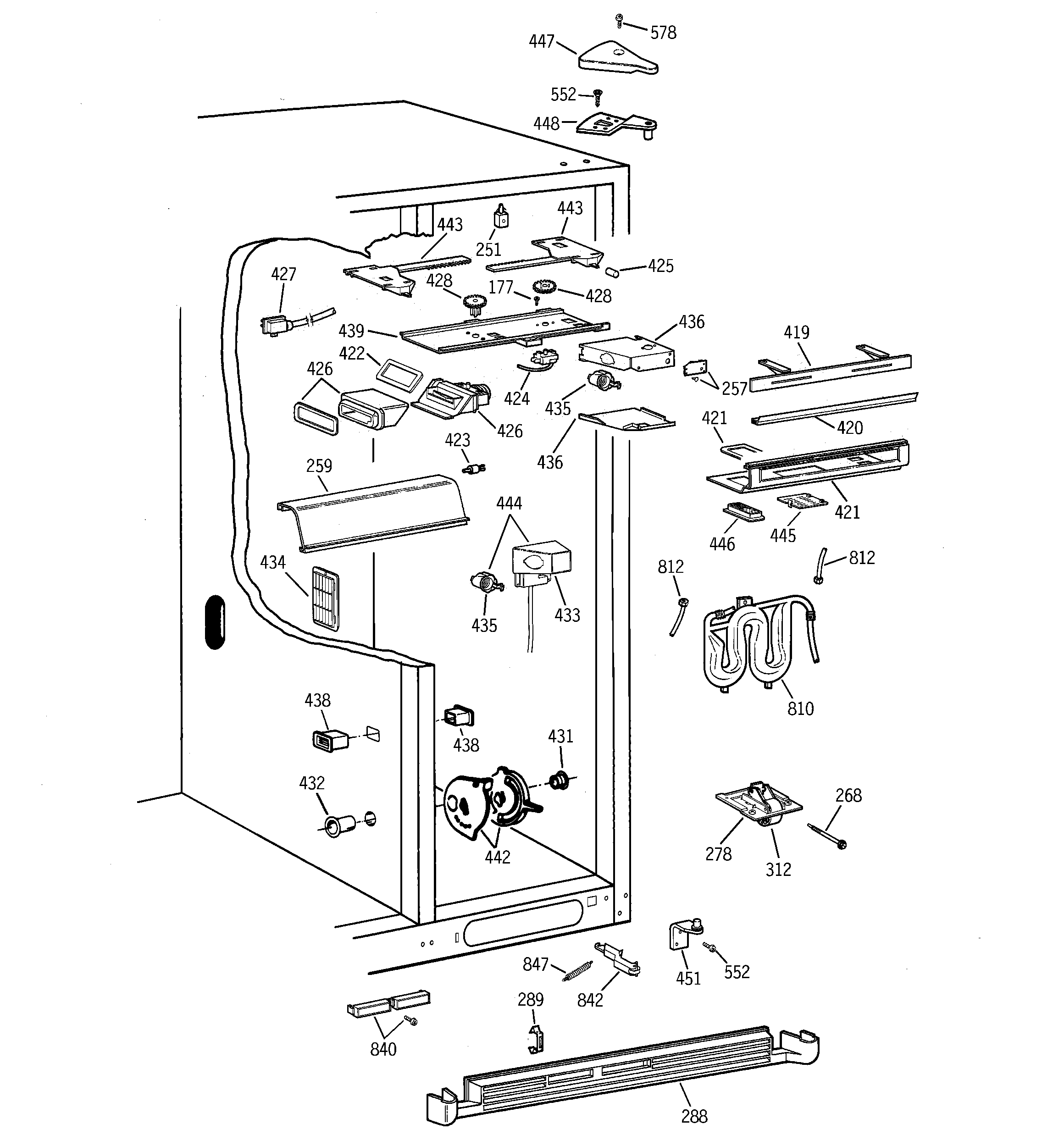 GE TPG24PRCCBB fresh food section diagram