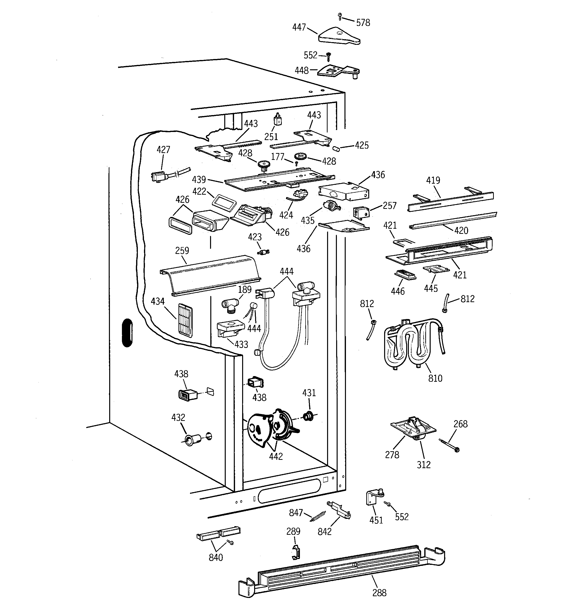 GE TFJ28PFBCWW fresh food section diagram