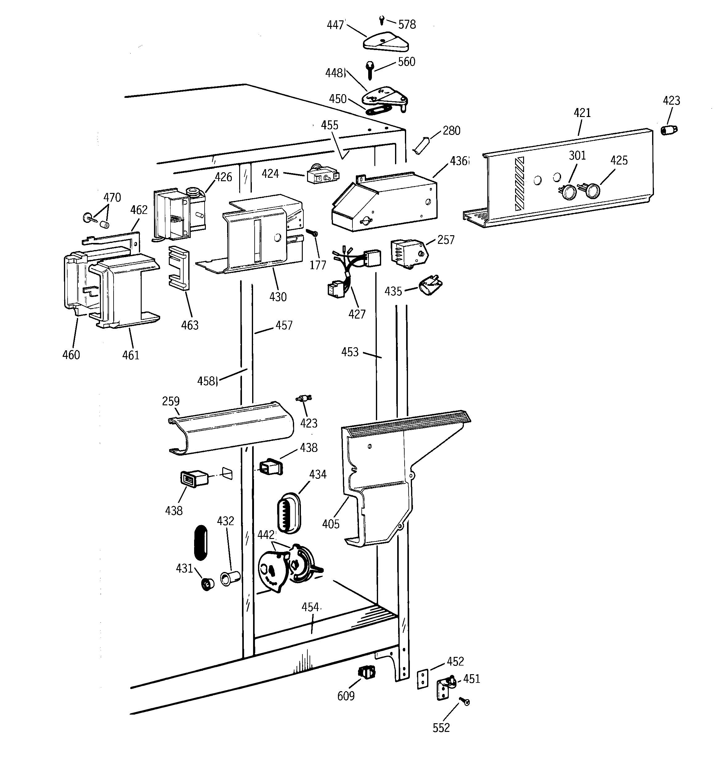 GE TFG25PABCWW fresh food section diagram