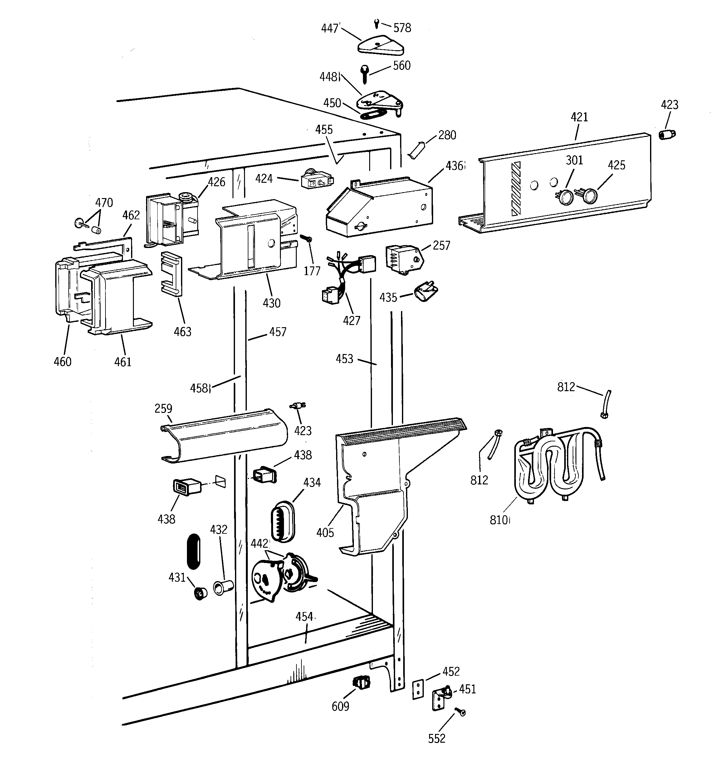 GE TFG25PEBCWH fresh food section diagram