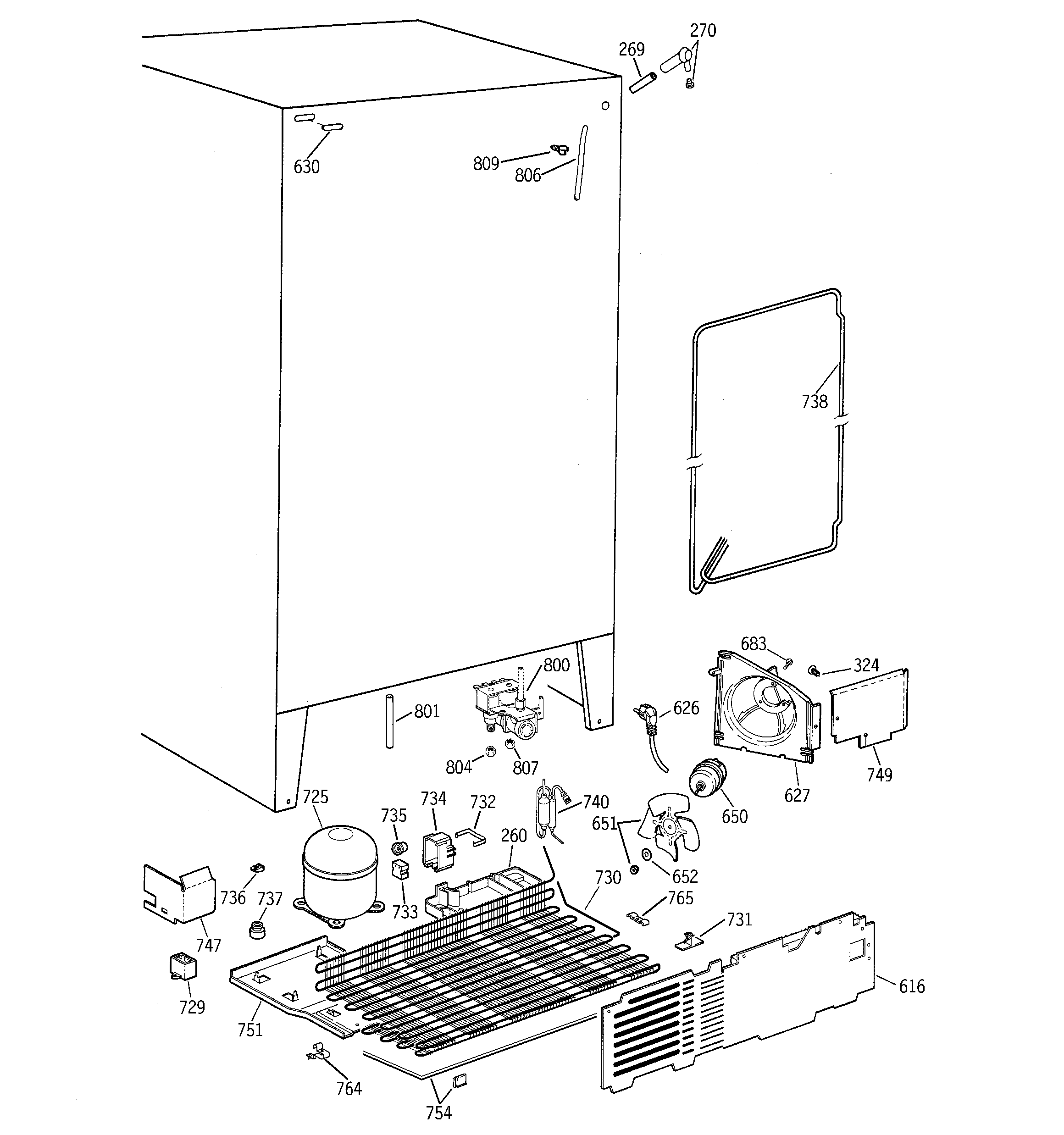 GE TFG25PEBCWH unit parts diagram