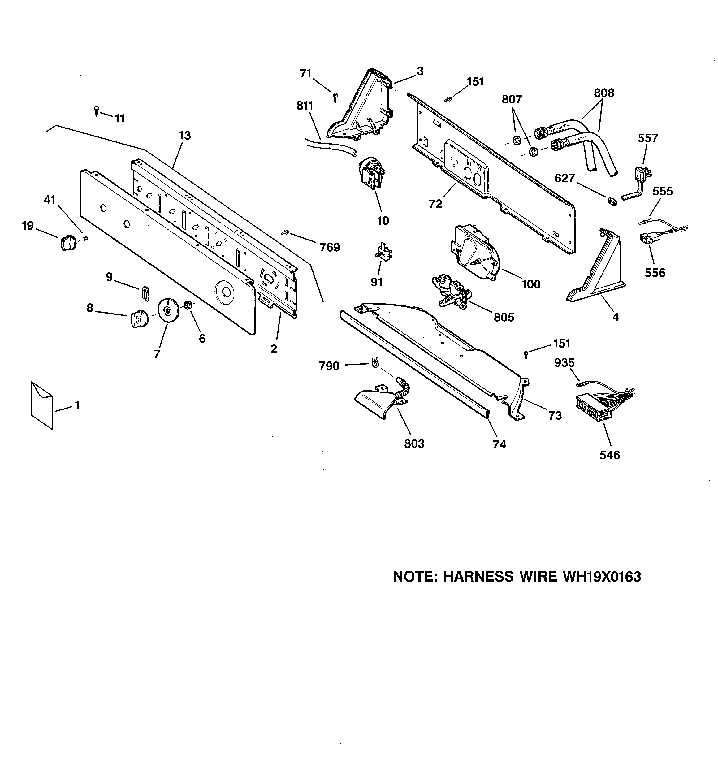 GE WJSR2080V2AA controls & backsplash diagram