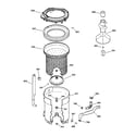 GE WJSR2080V2AA tub, basket & agitator diagram