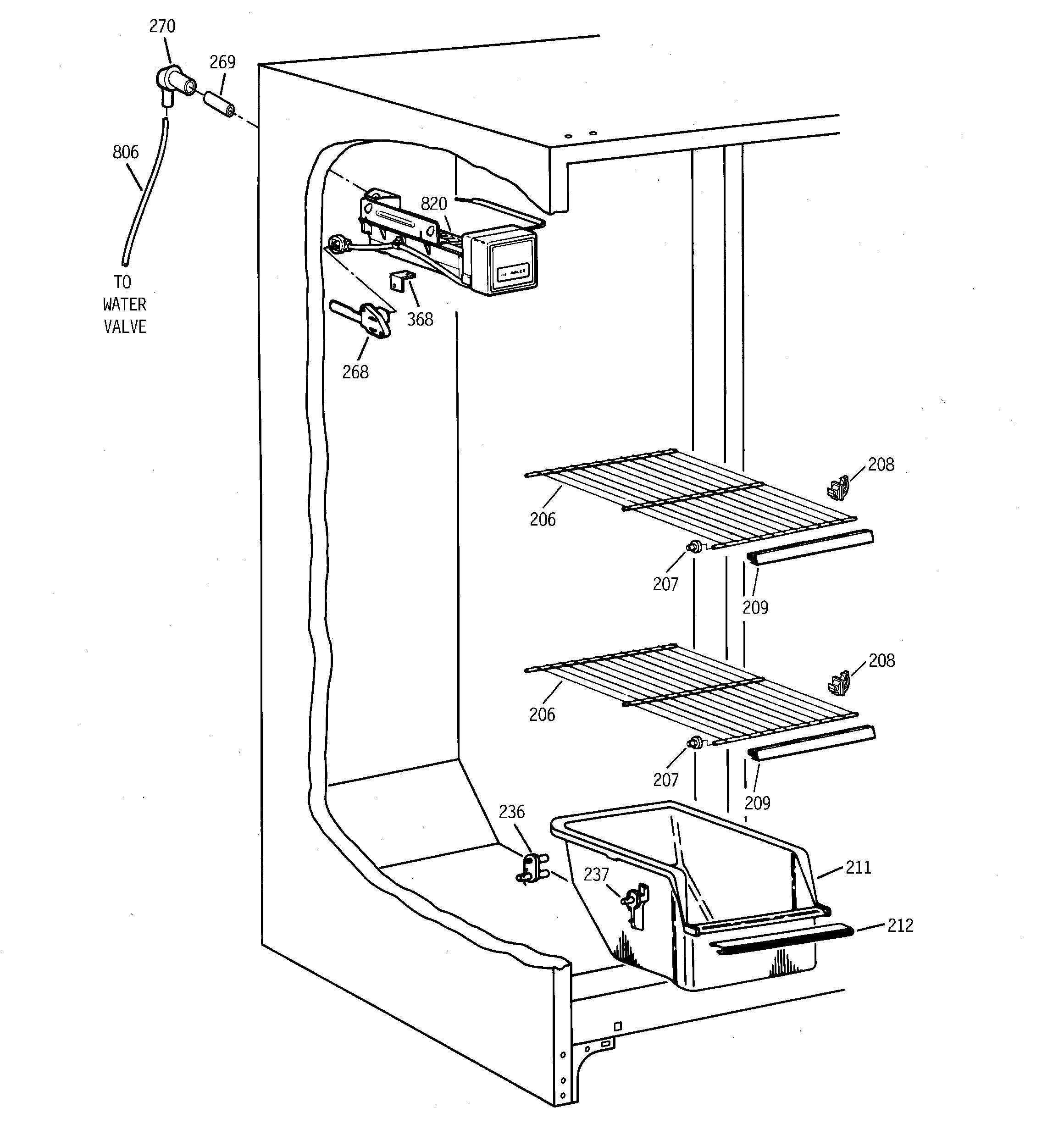 GE TFM20JRBCWW freezer section diagram