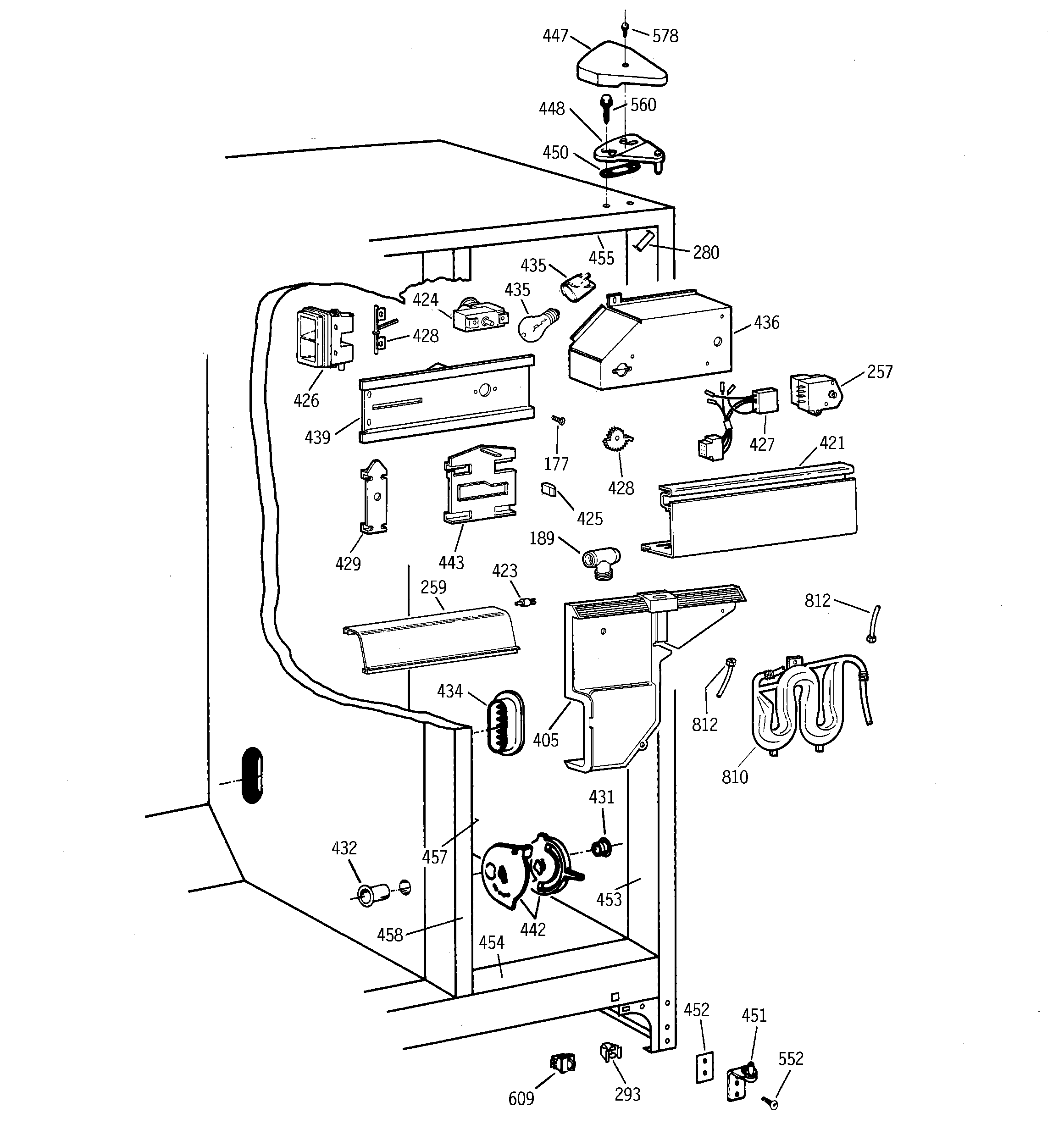GE TFM22PRBCWW fresh food section diagram