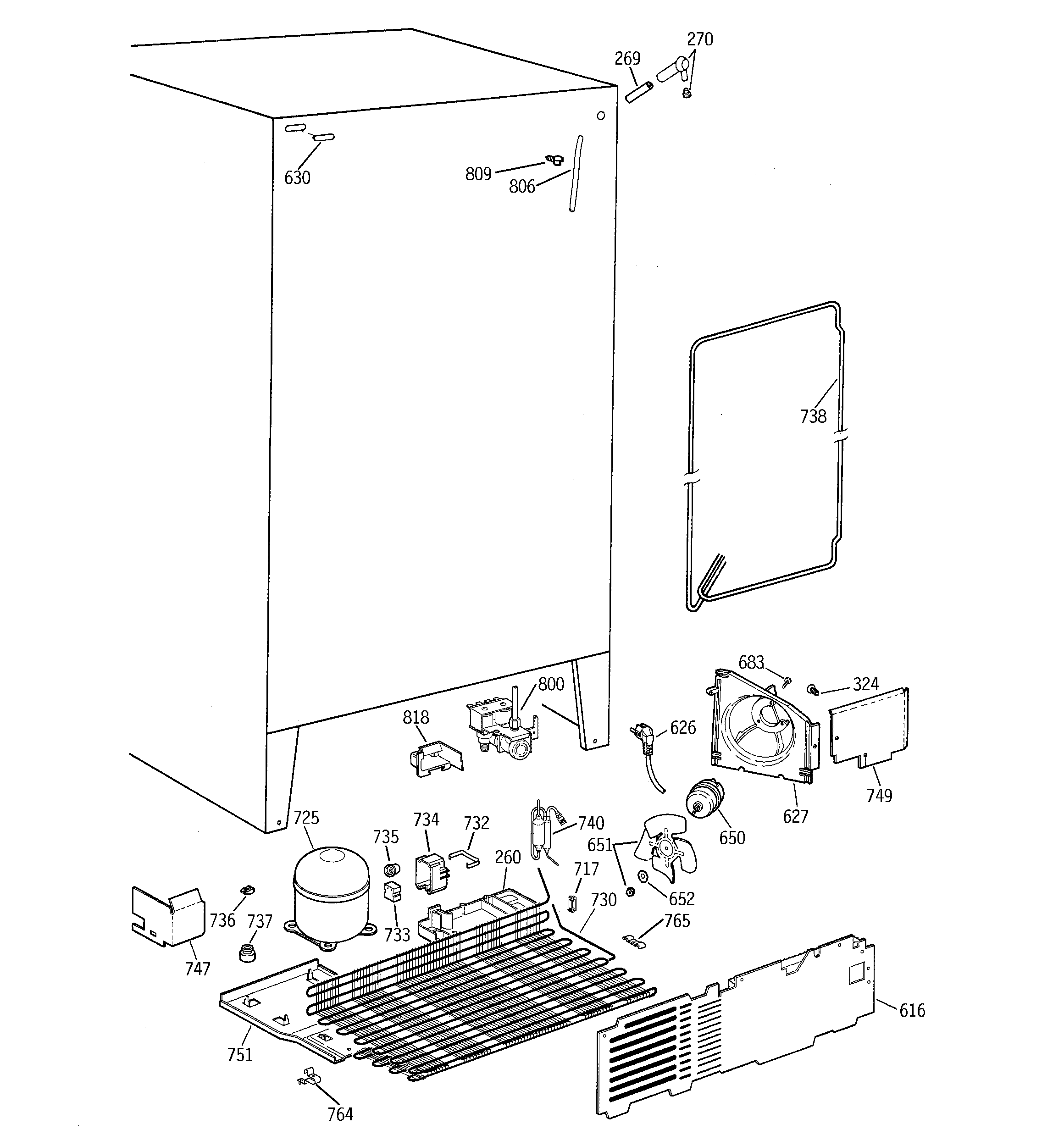 GE TFM25KRCCAA unit parts diagram
