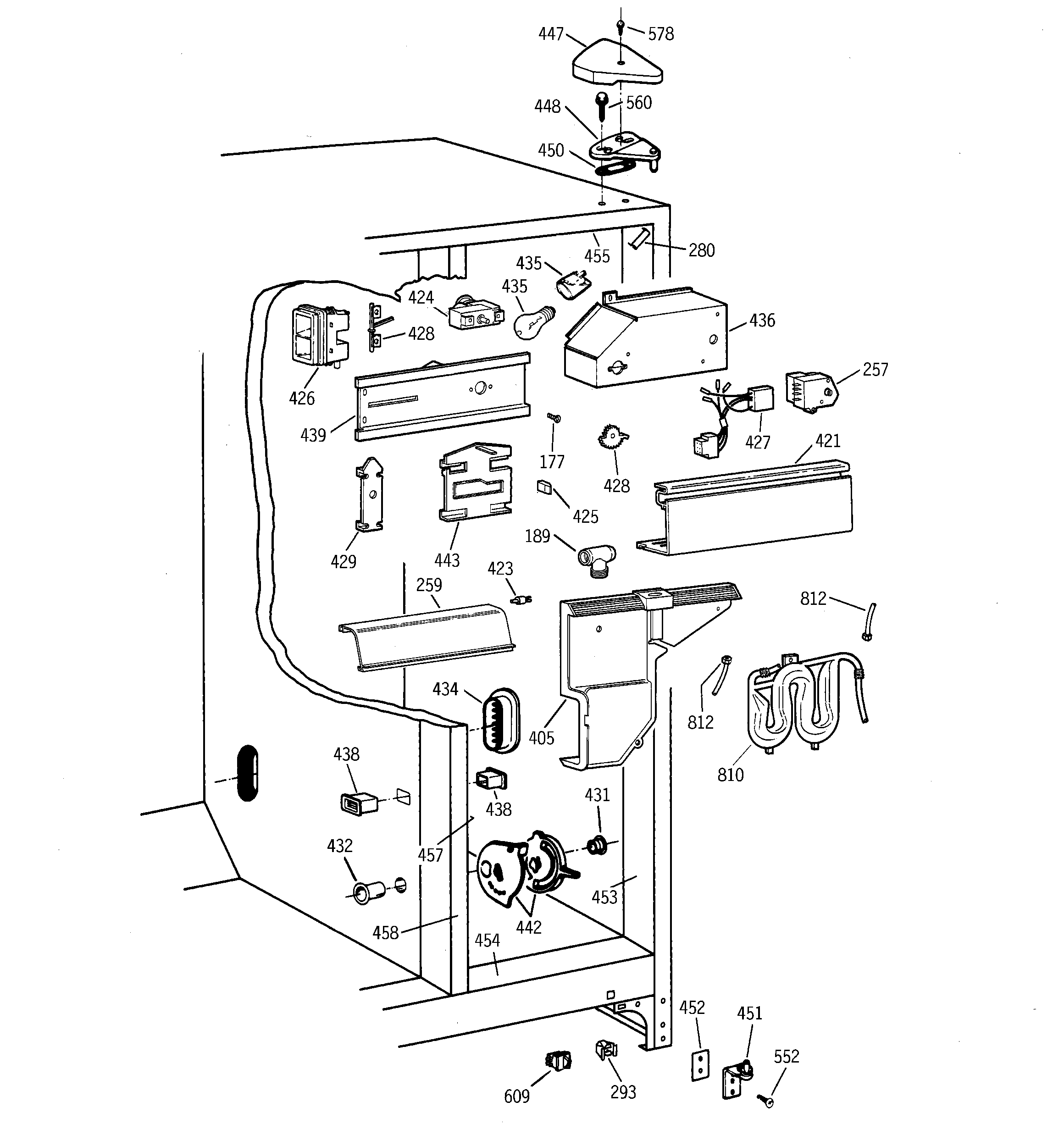 GE TFM25PRBCAA fresh food section diagram