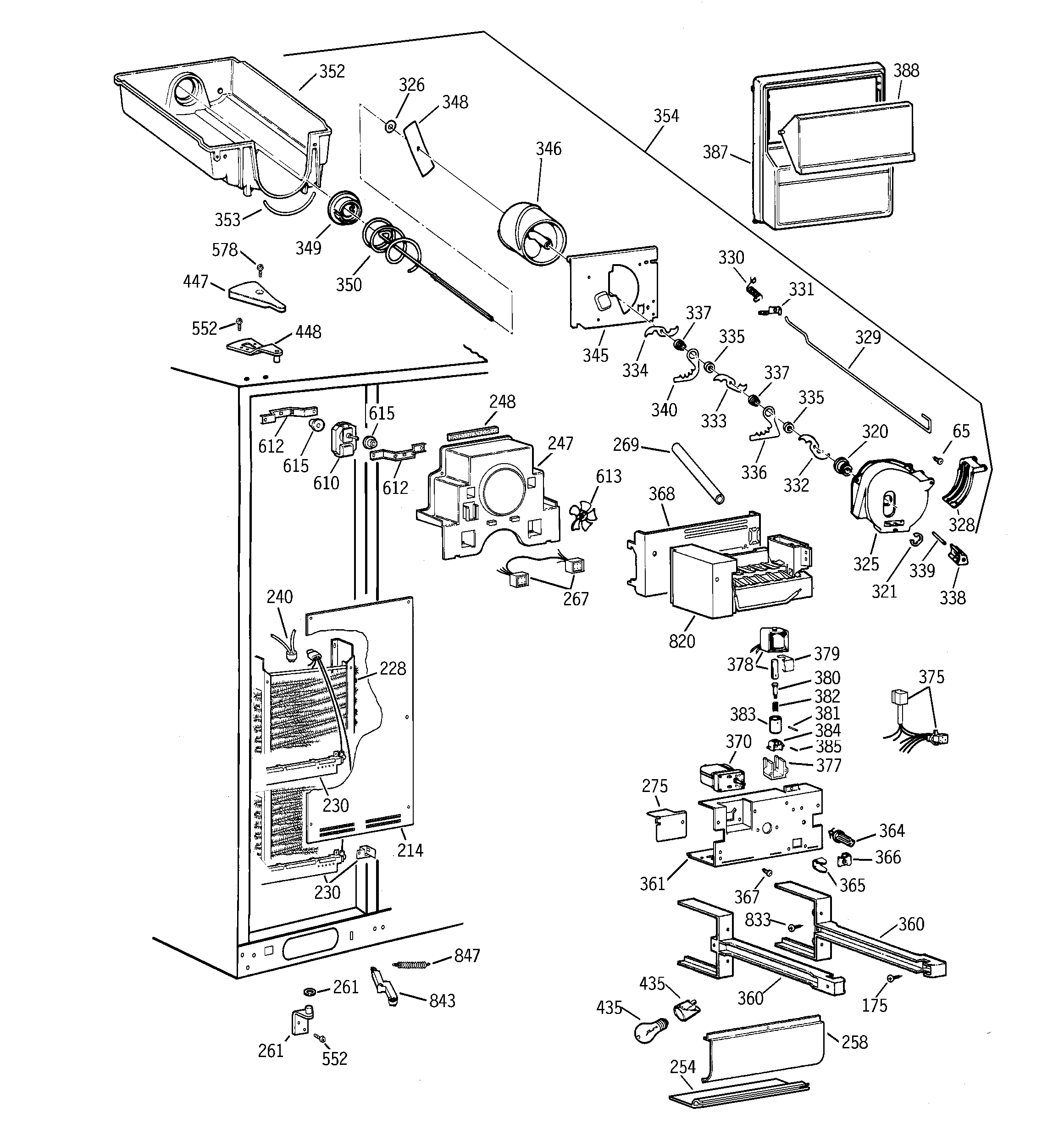 GE TFK28ZRBCAA freezer section diagram