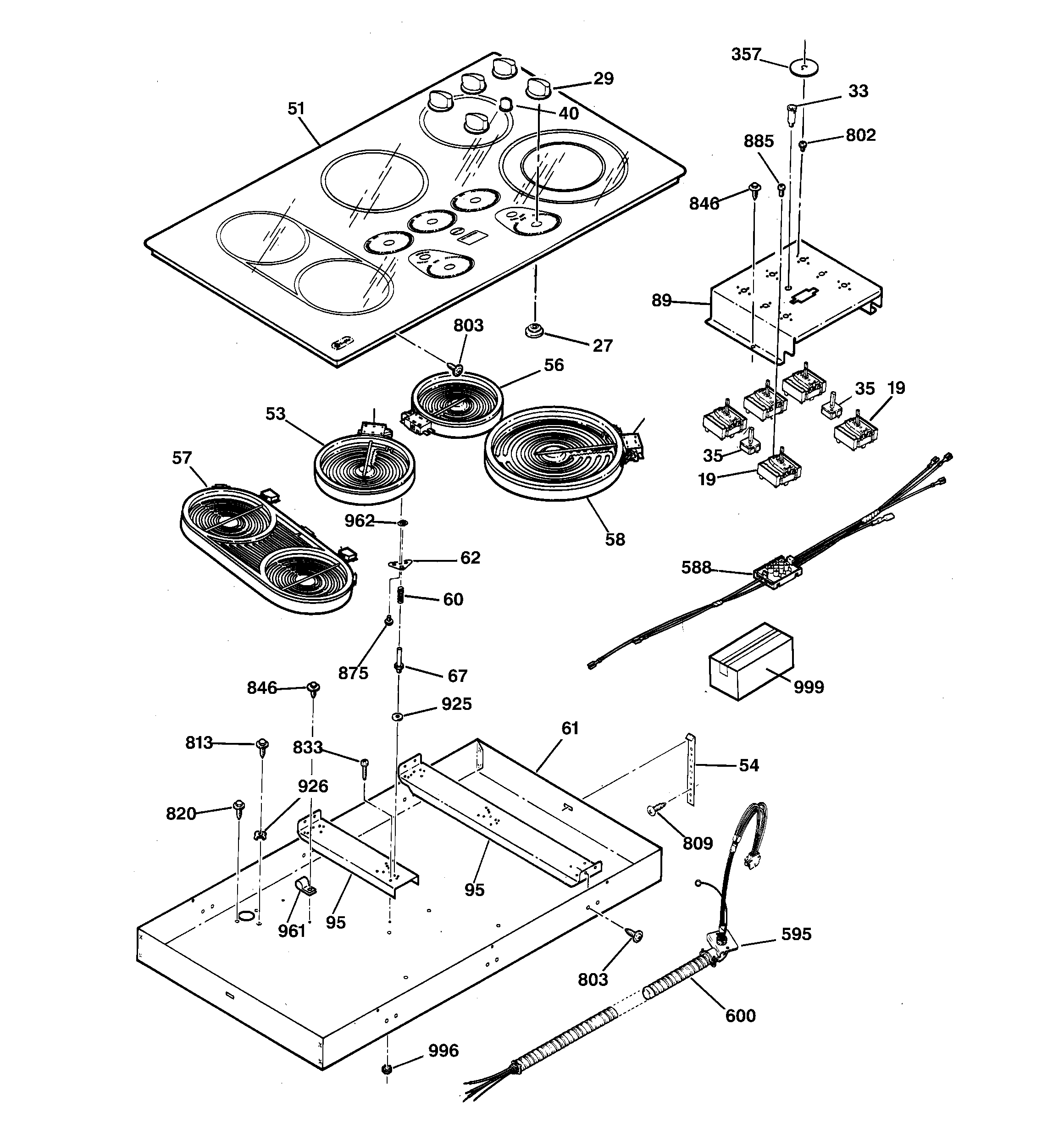 GE JP960CA1CC cooktop diagram