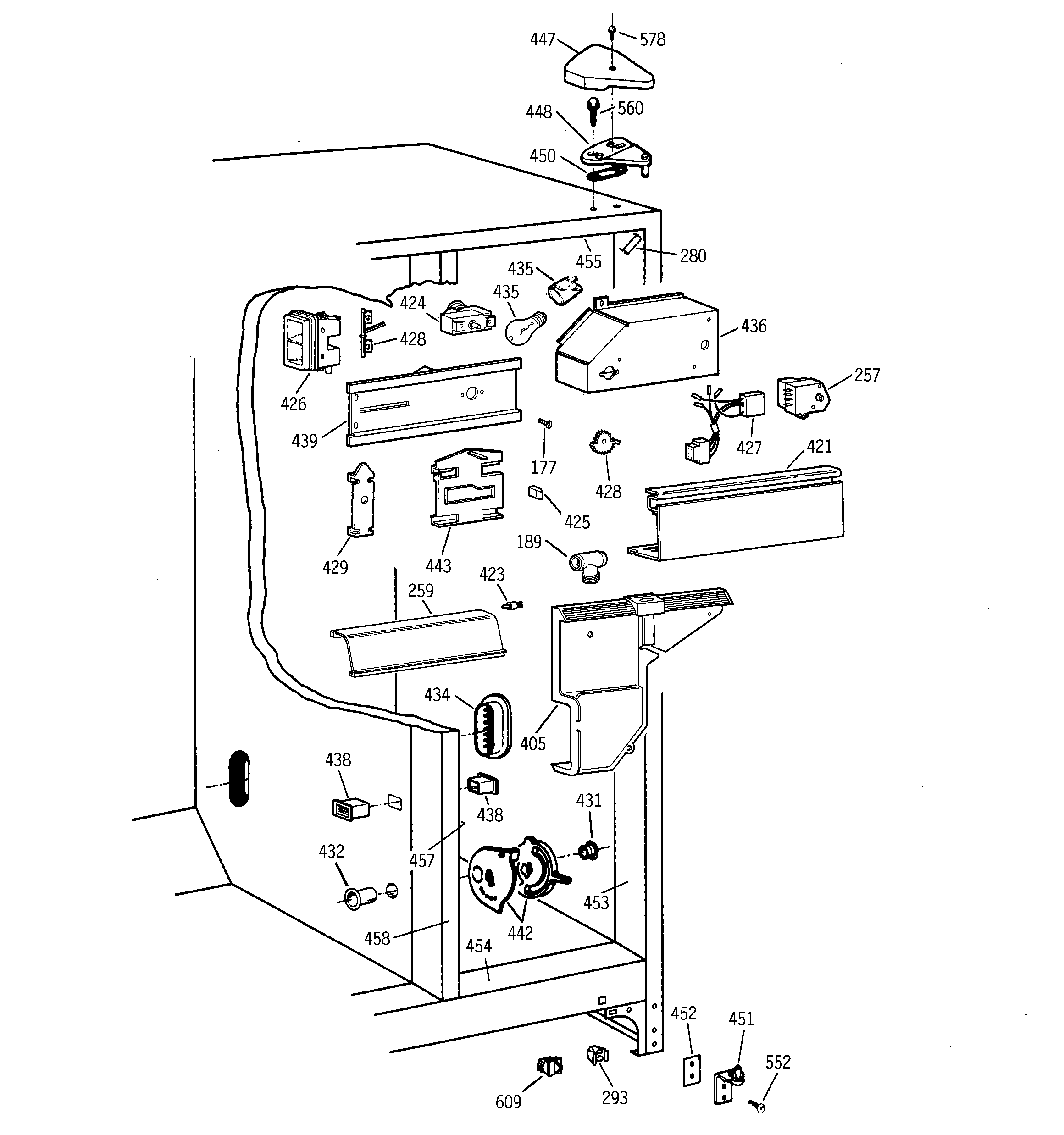 GE TFX25PABEAA fresh food section diagram