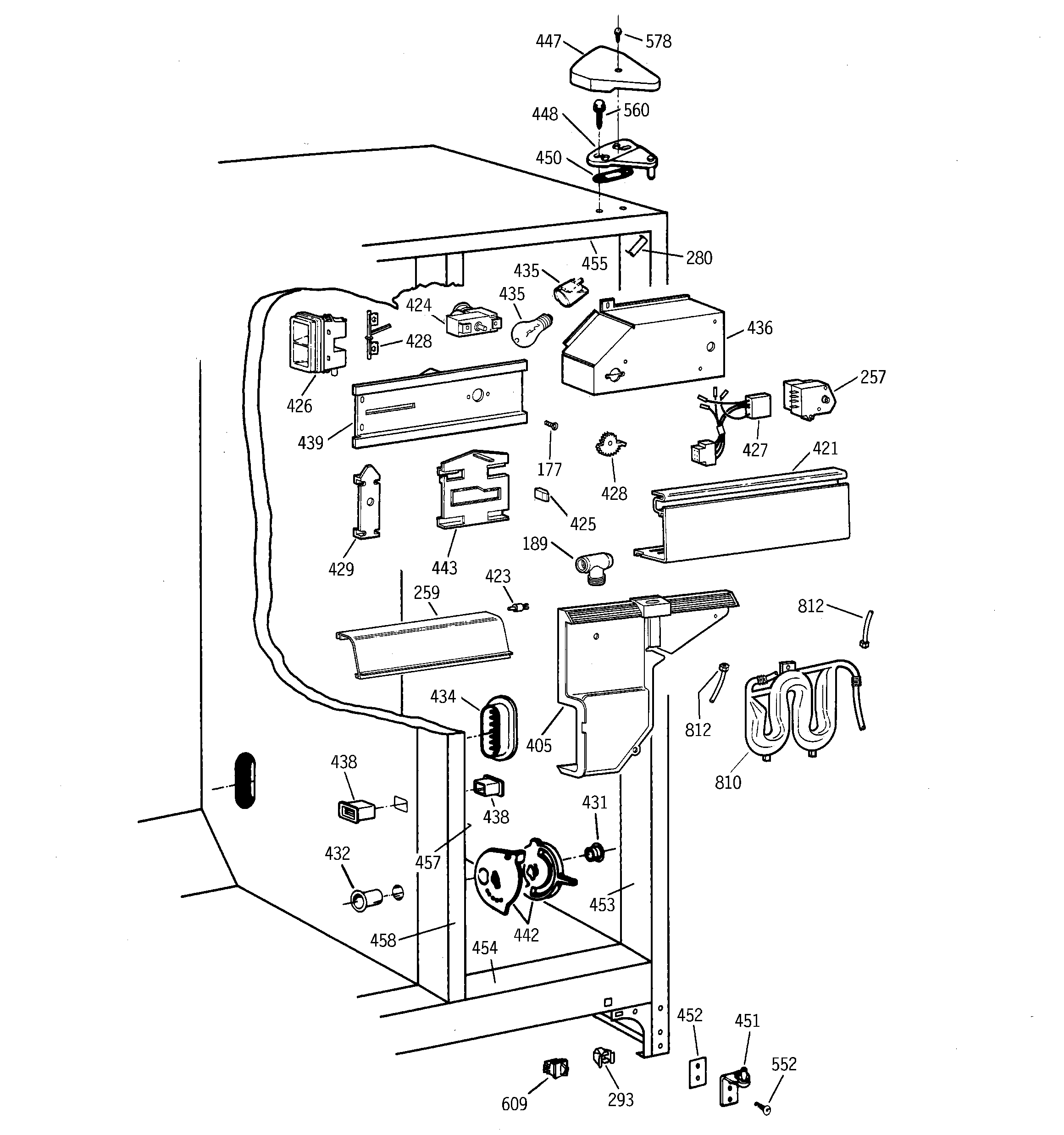 GE TFX25PRBEBB fresh food section diagram