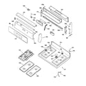 GE JGBP86AEA3AA control panel & cooktop diagram