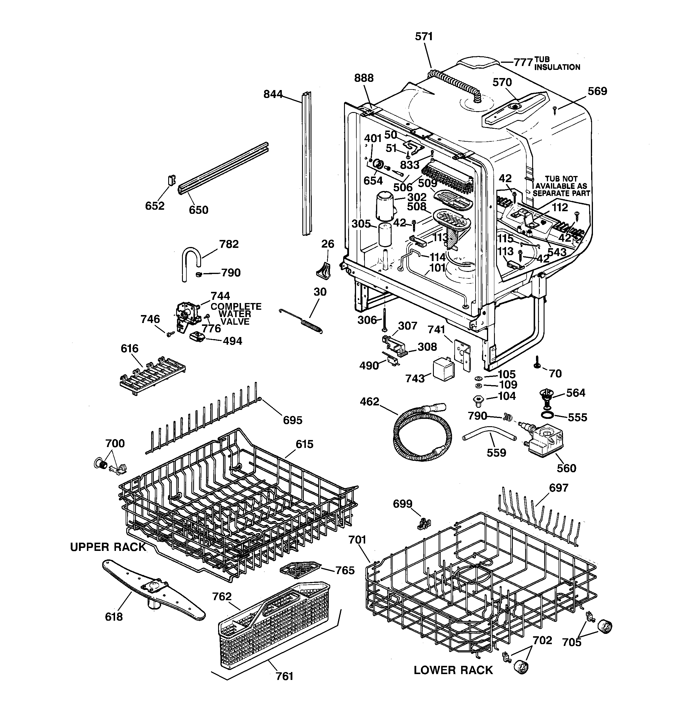 GE GSD5350D00CC body parts diagram