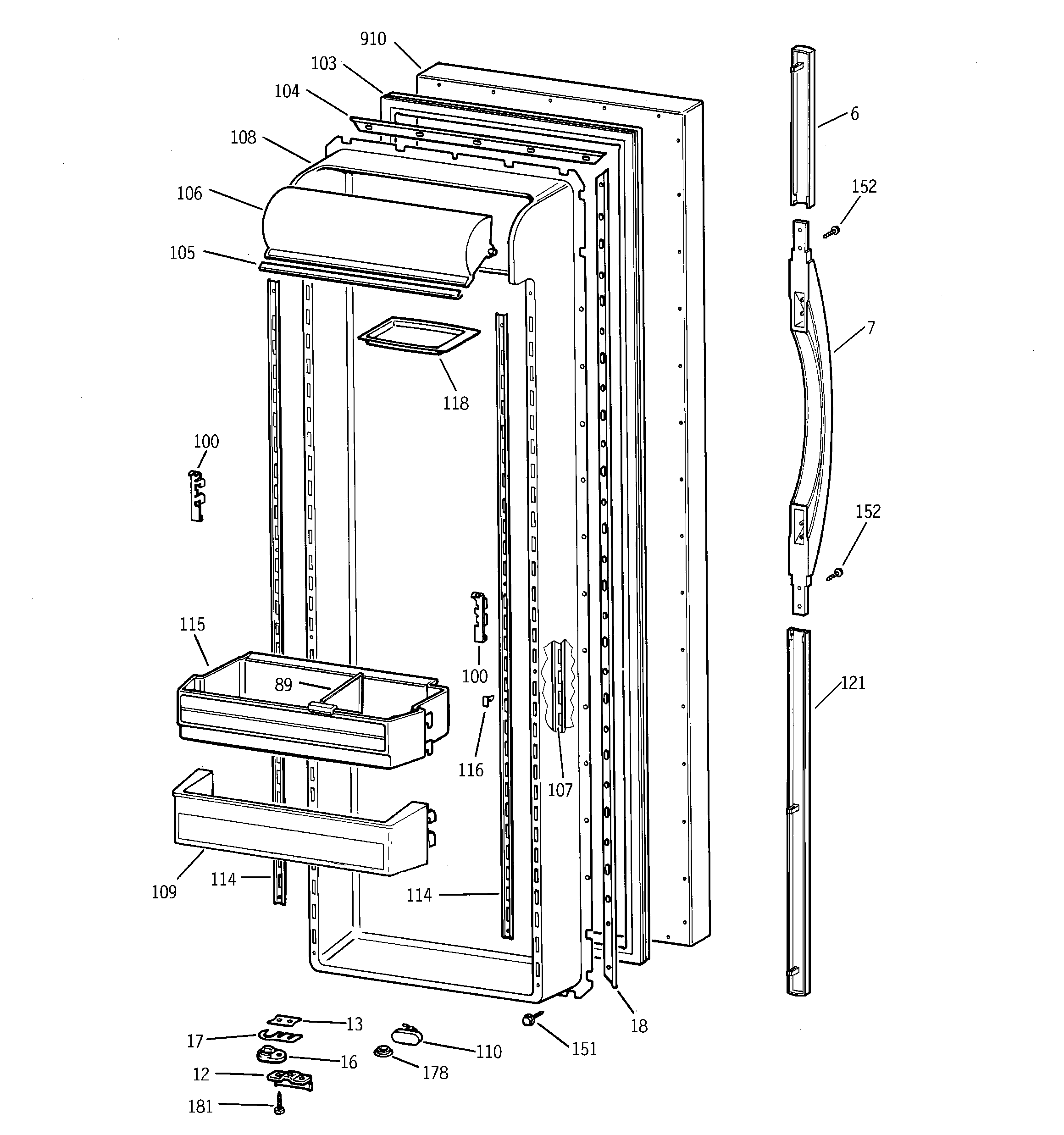 GE TFX27ZPBEWW fresh food door diagram