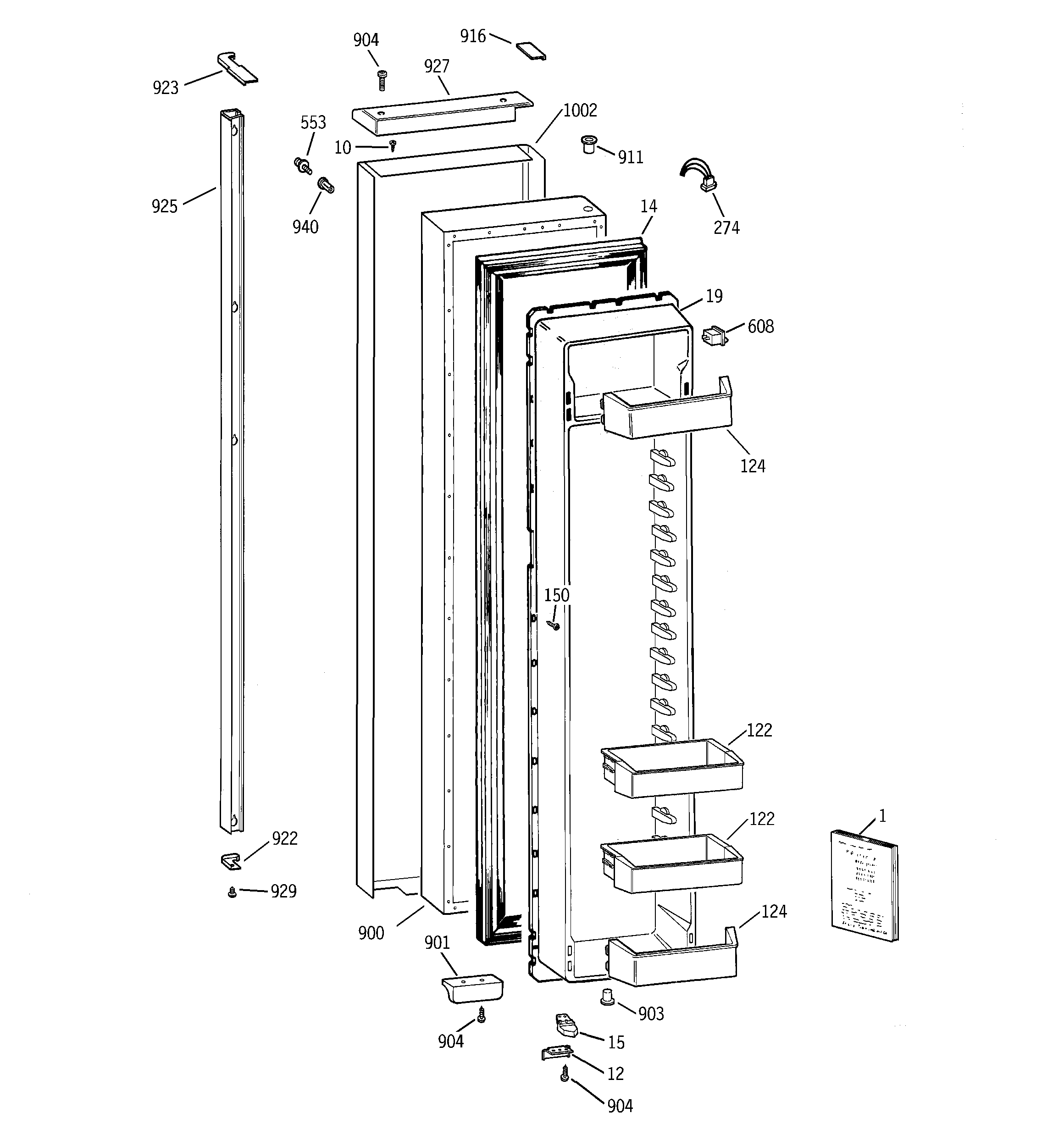 GE TPS24BICABS freezer door diagram