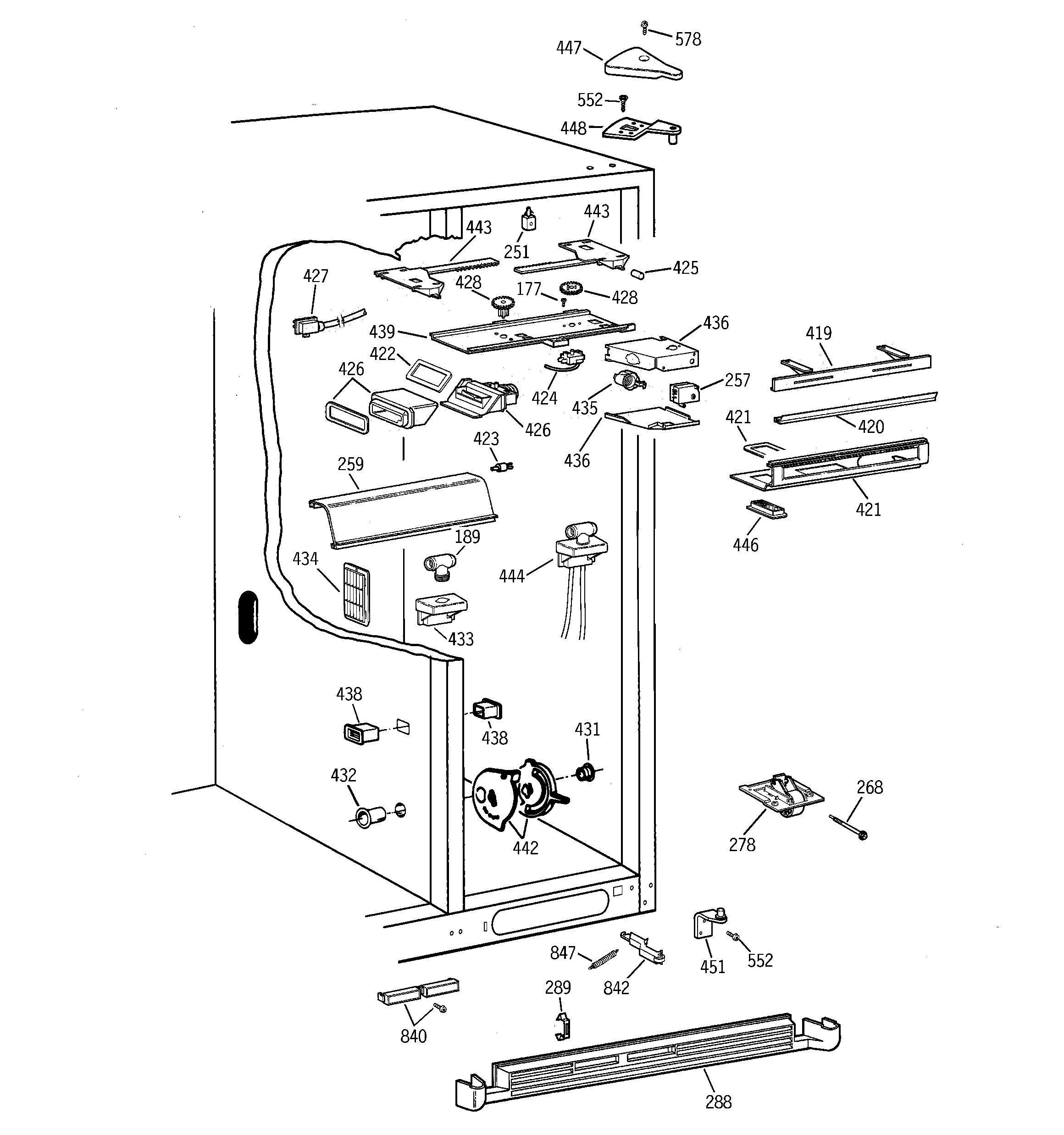 GE TPS24BICABS fresh food section diagram
