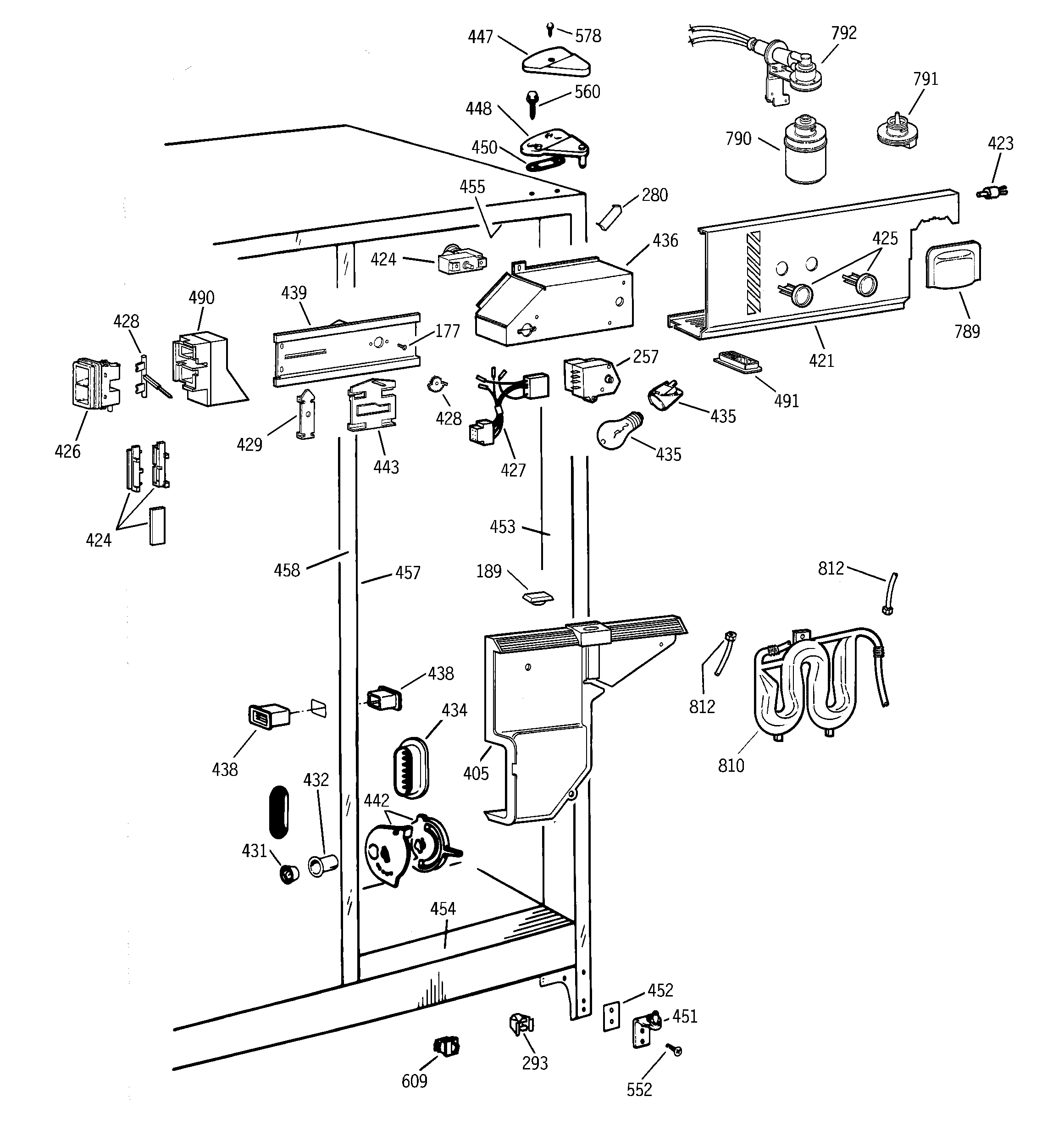 GE TFX25VPBEWW fresh food section diagram