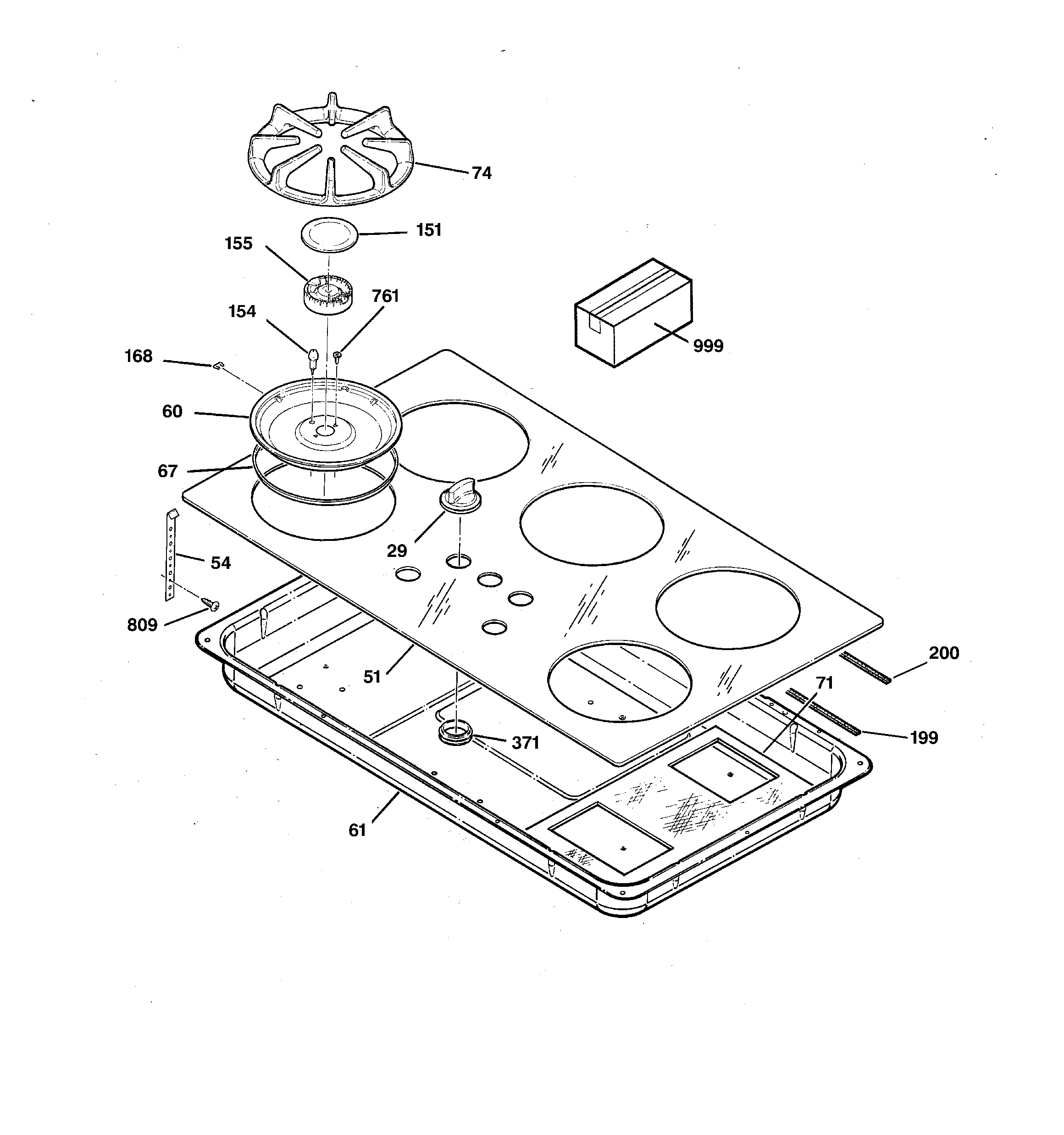 GE JGP636AEV2AA cooktop diagram