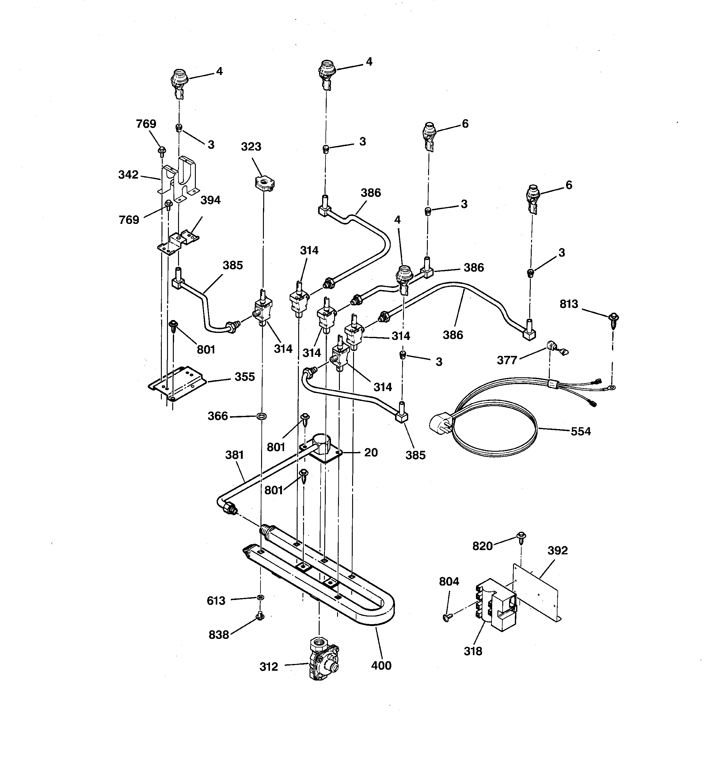 GE JGP636AEV2AA burner diagram