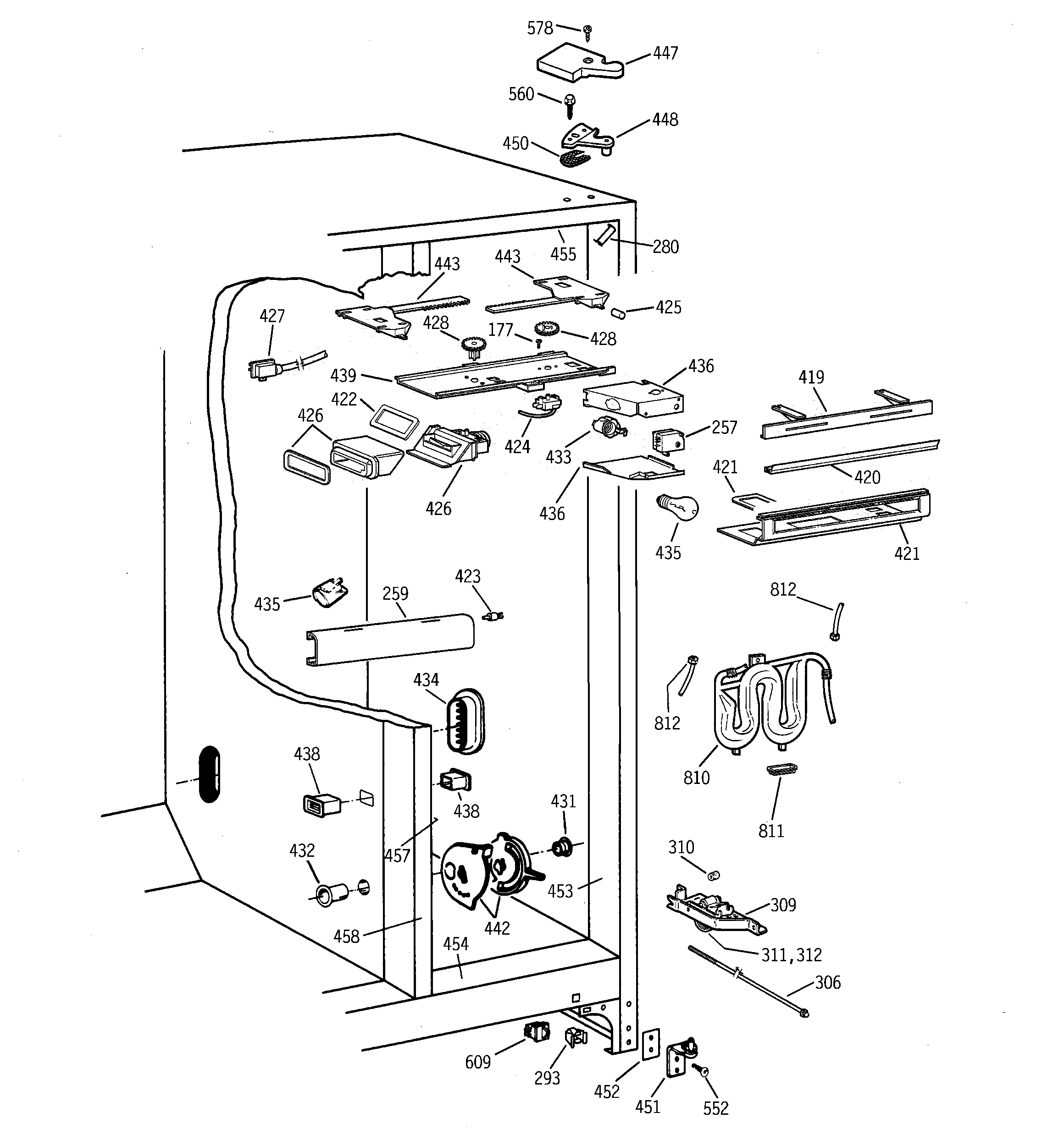 GE TPX21PRBEAA fresh food section diagram