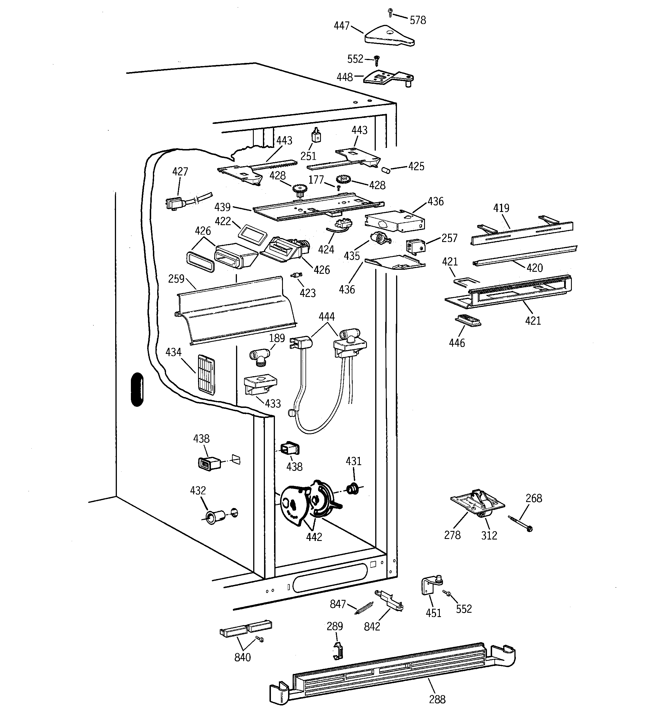 GE TPX24BIBEBB fresh food section diagram