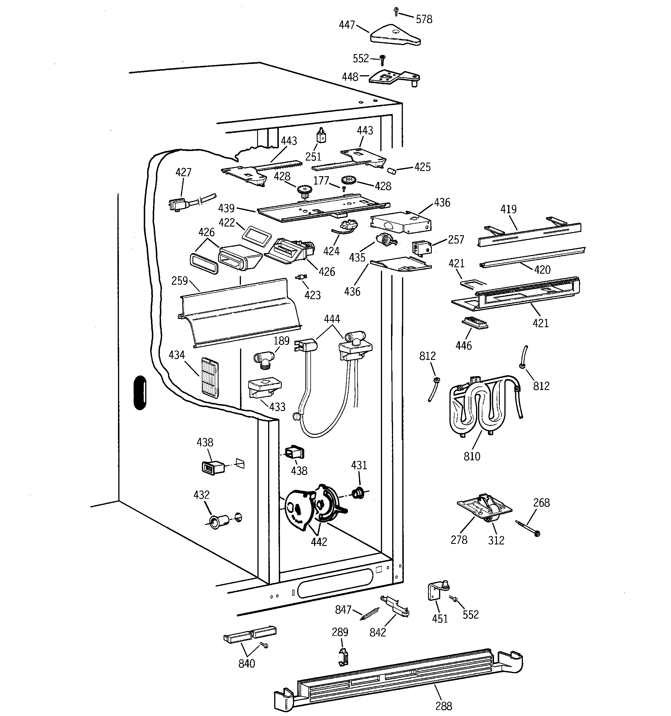 GE TPX24BRBEBB fresh food section diagram