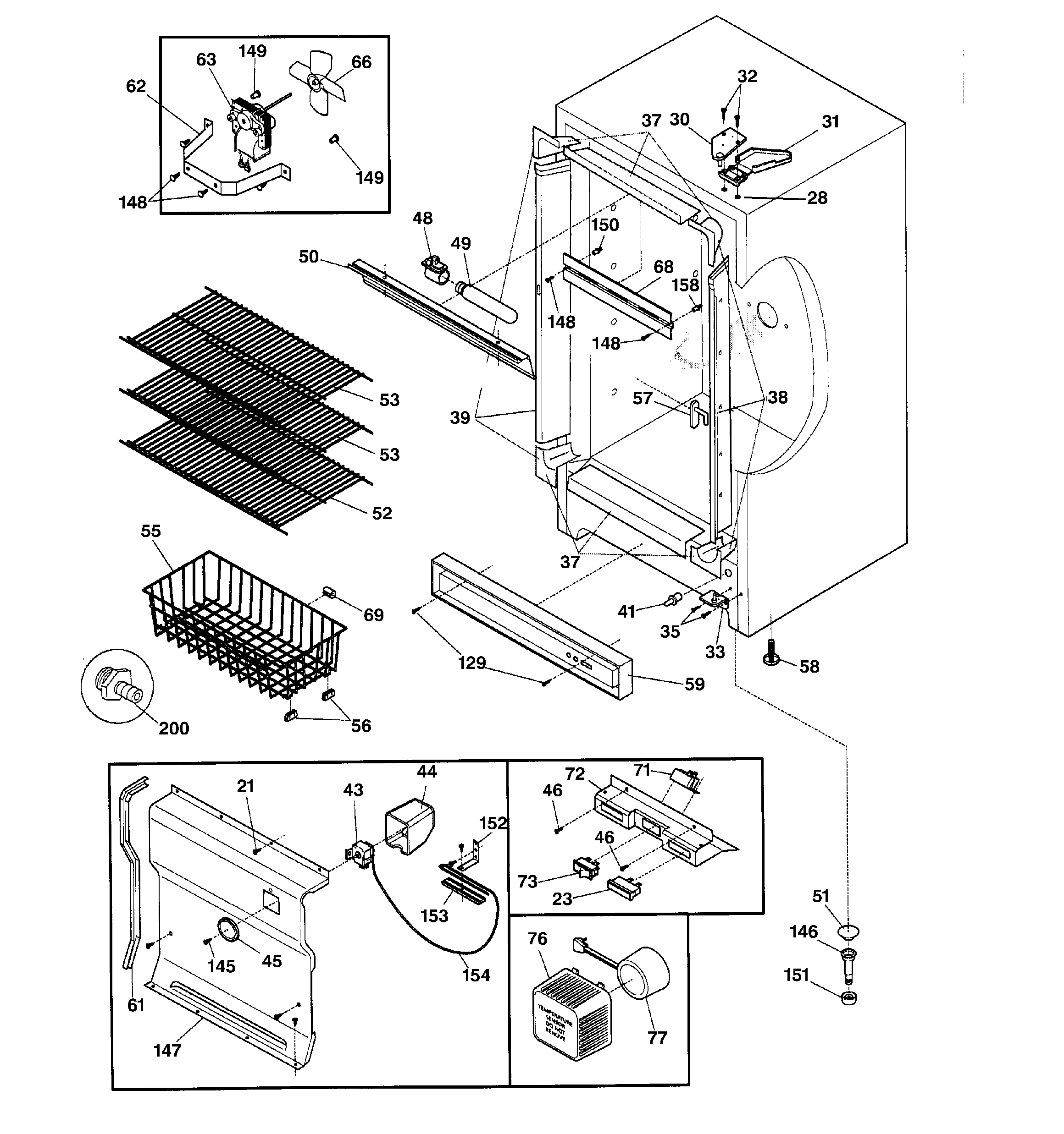 GE FUF14DABRWH cabinet diagram