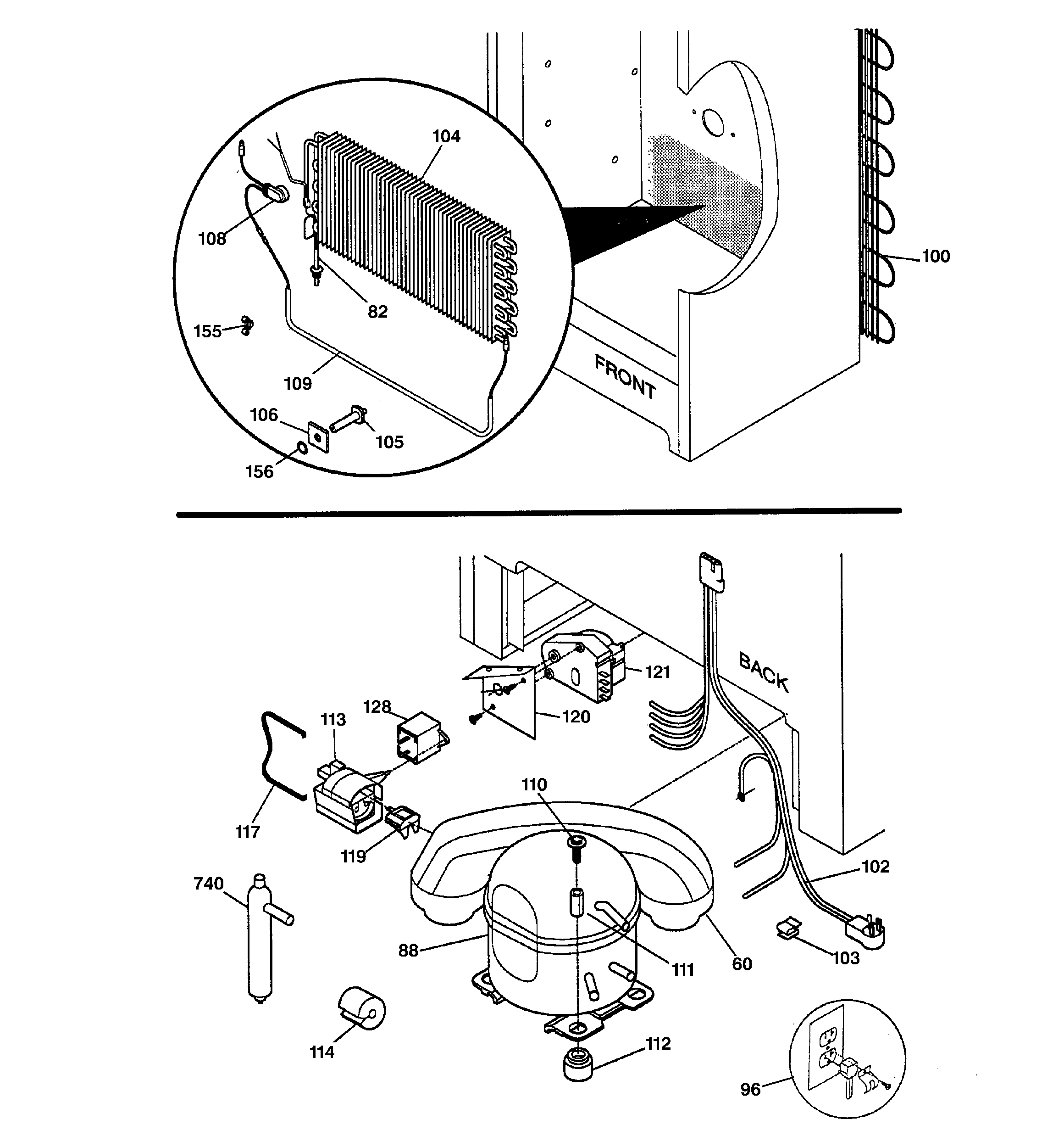 GE FUF14DABRWH unit parts diagram