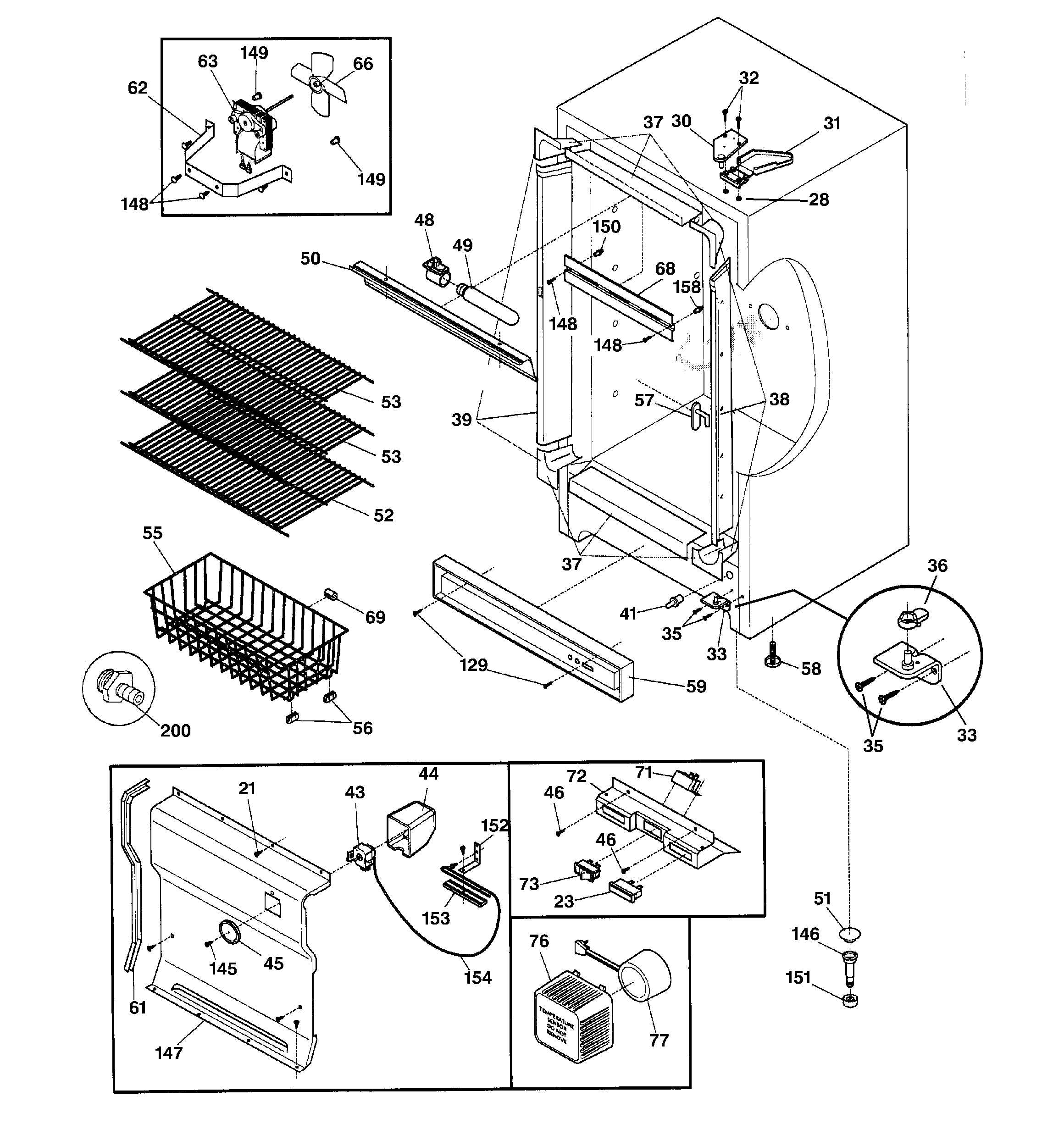 GE FUF14DACRWH cabinet diagram