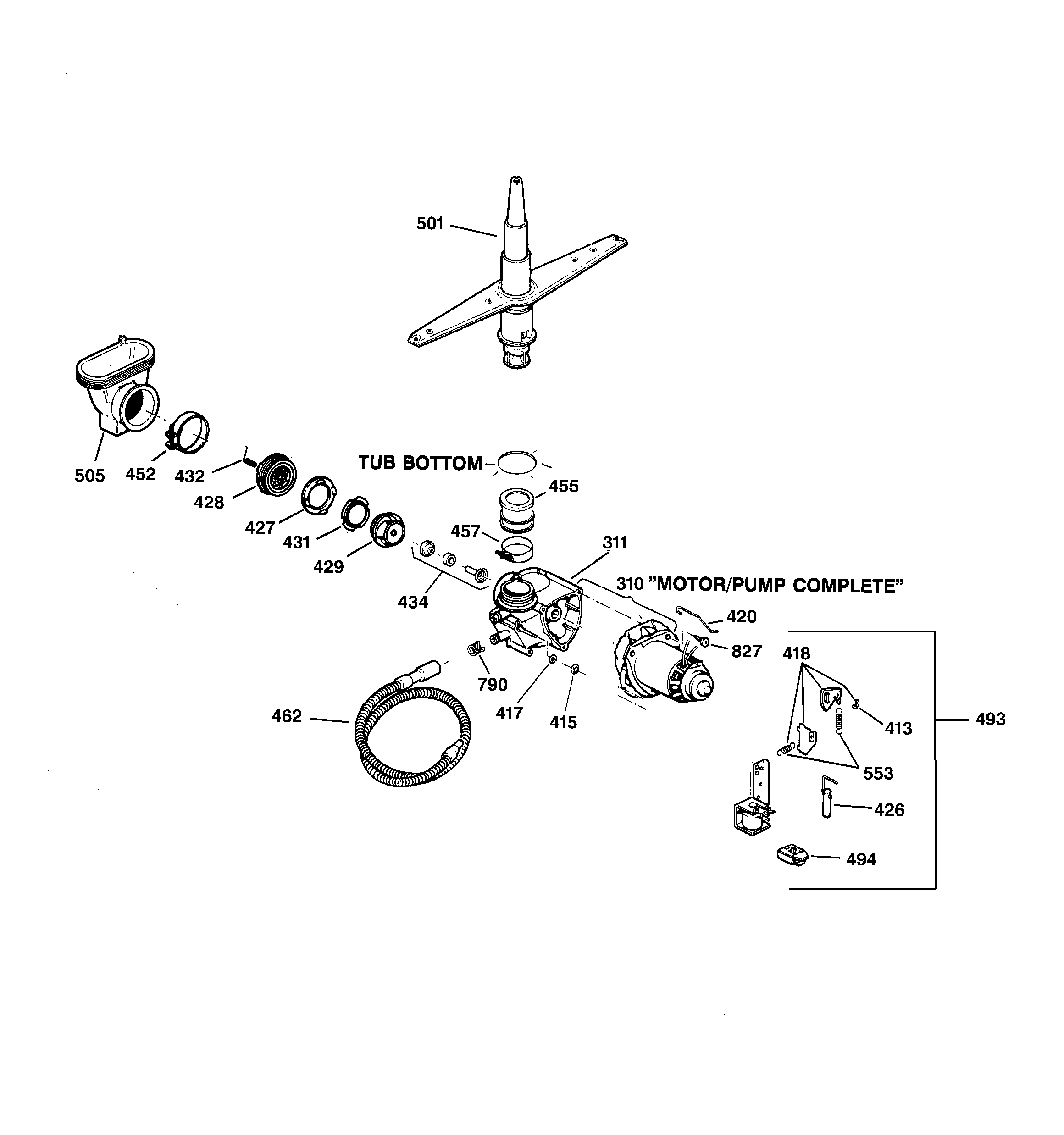 GE GSD3930C05WW motor-pump mechanism diagram