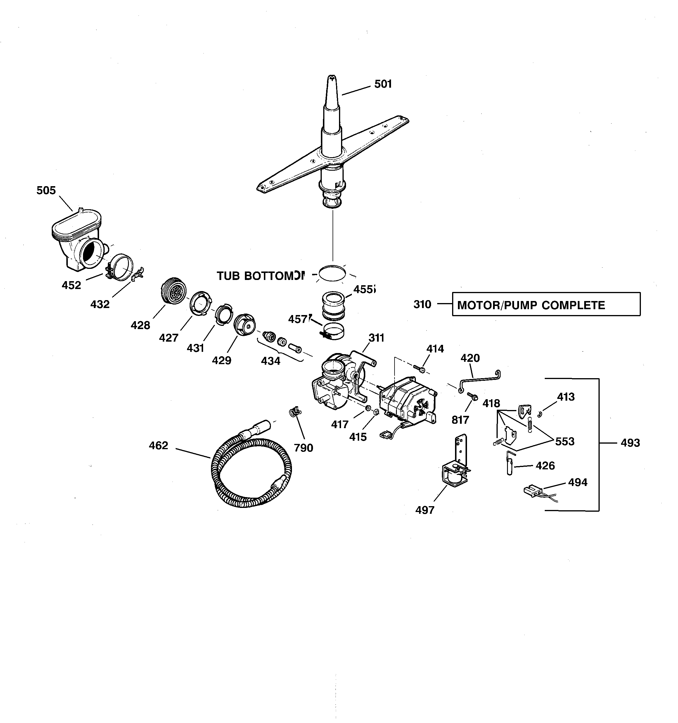 GE GSD3430Z05WW motor-pump mechanism diagram