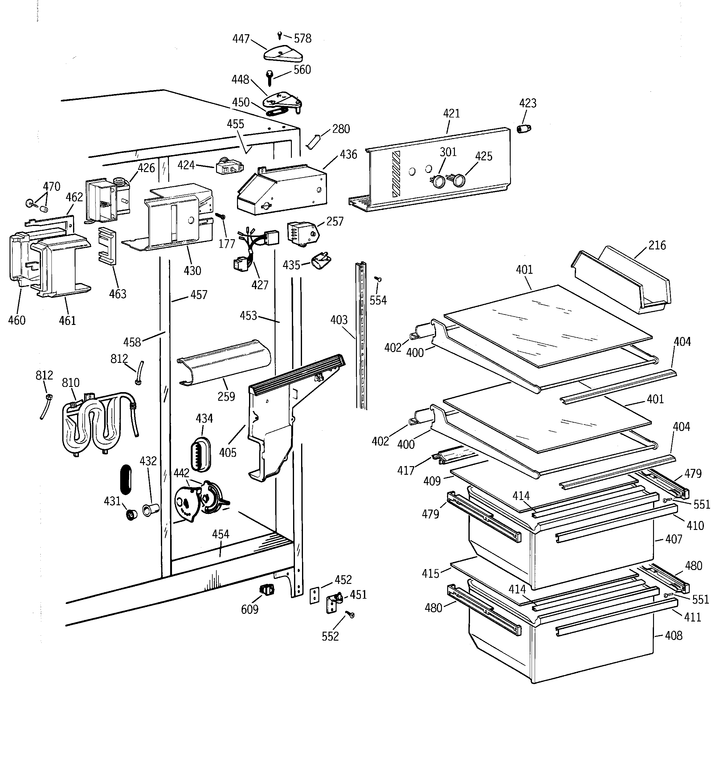 GE TFG20JRBEWH fresh food section diagram