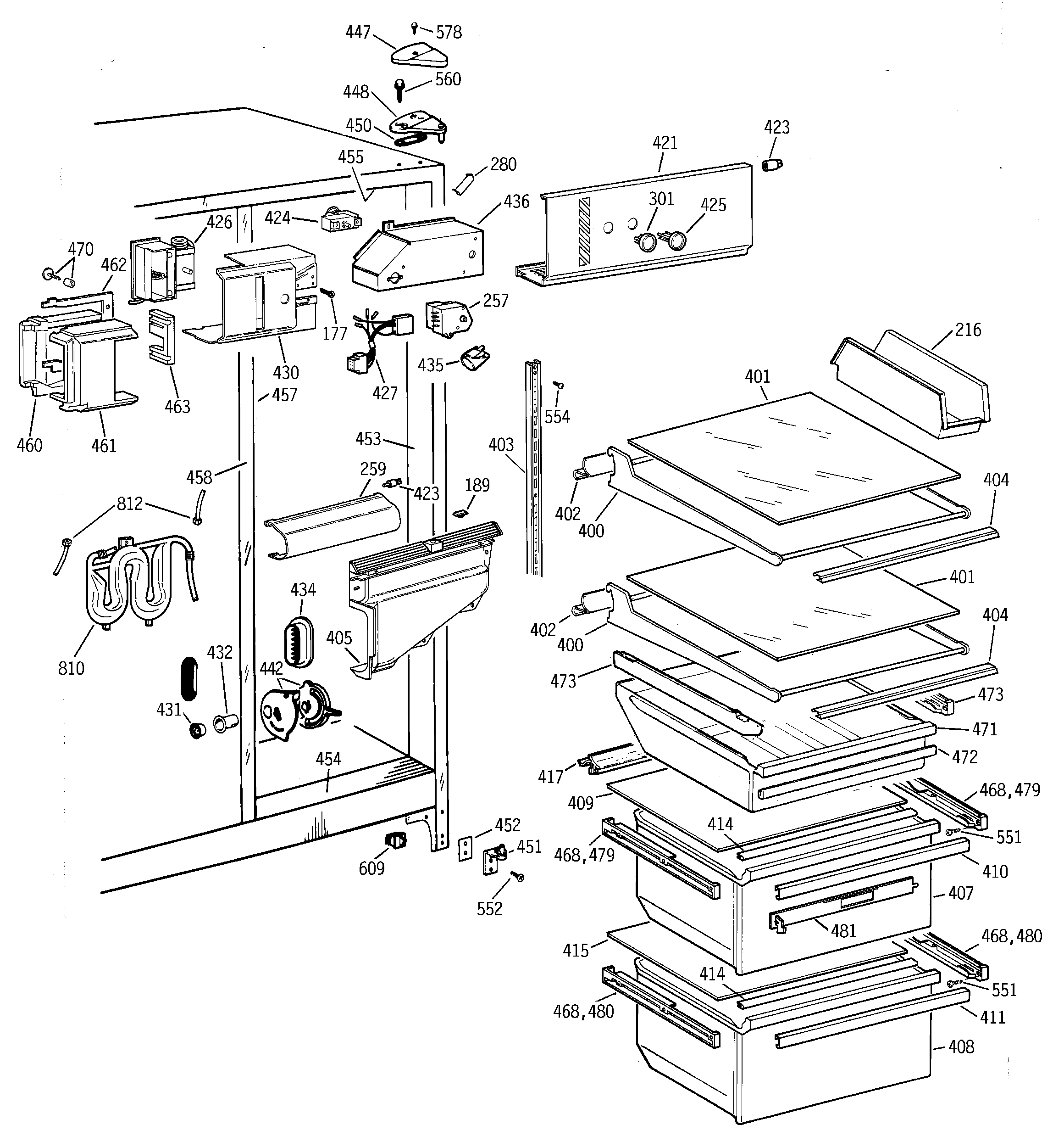 GE TFG22JRBEWW fresh food section diagram