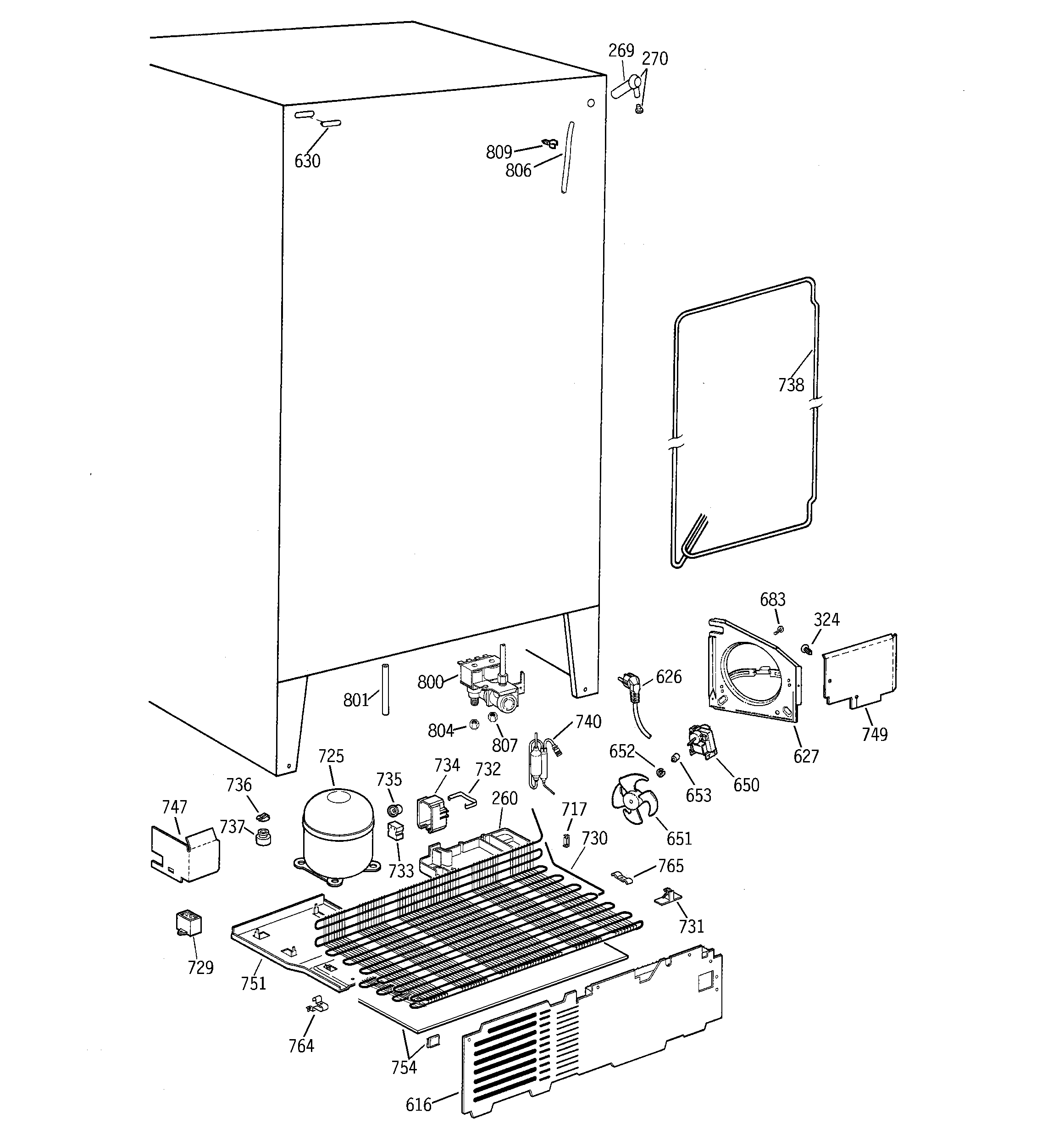 GE TFG25PRBEWW unit parts diagram