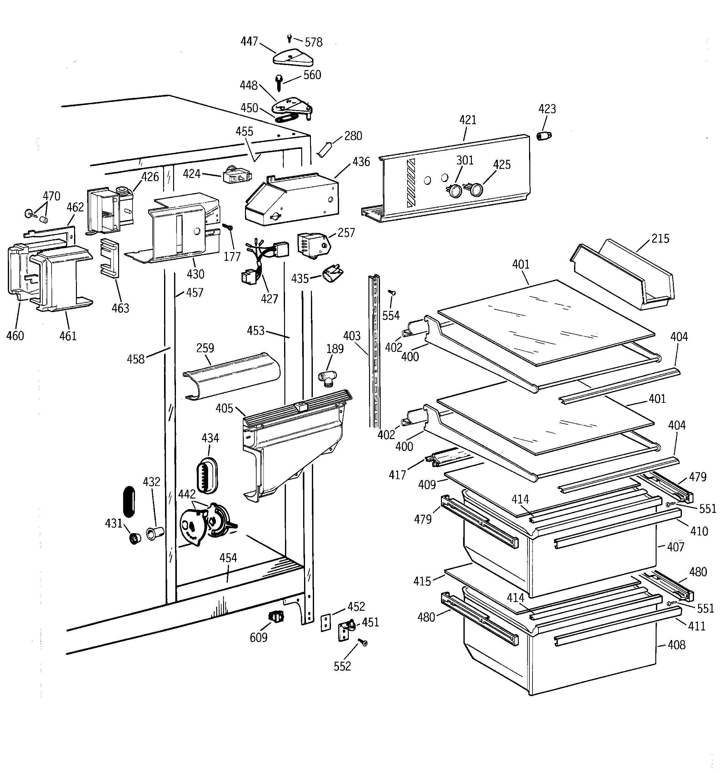 GE TFG20JABEWW fresh food section diagram